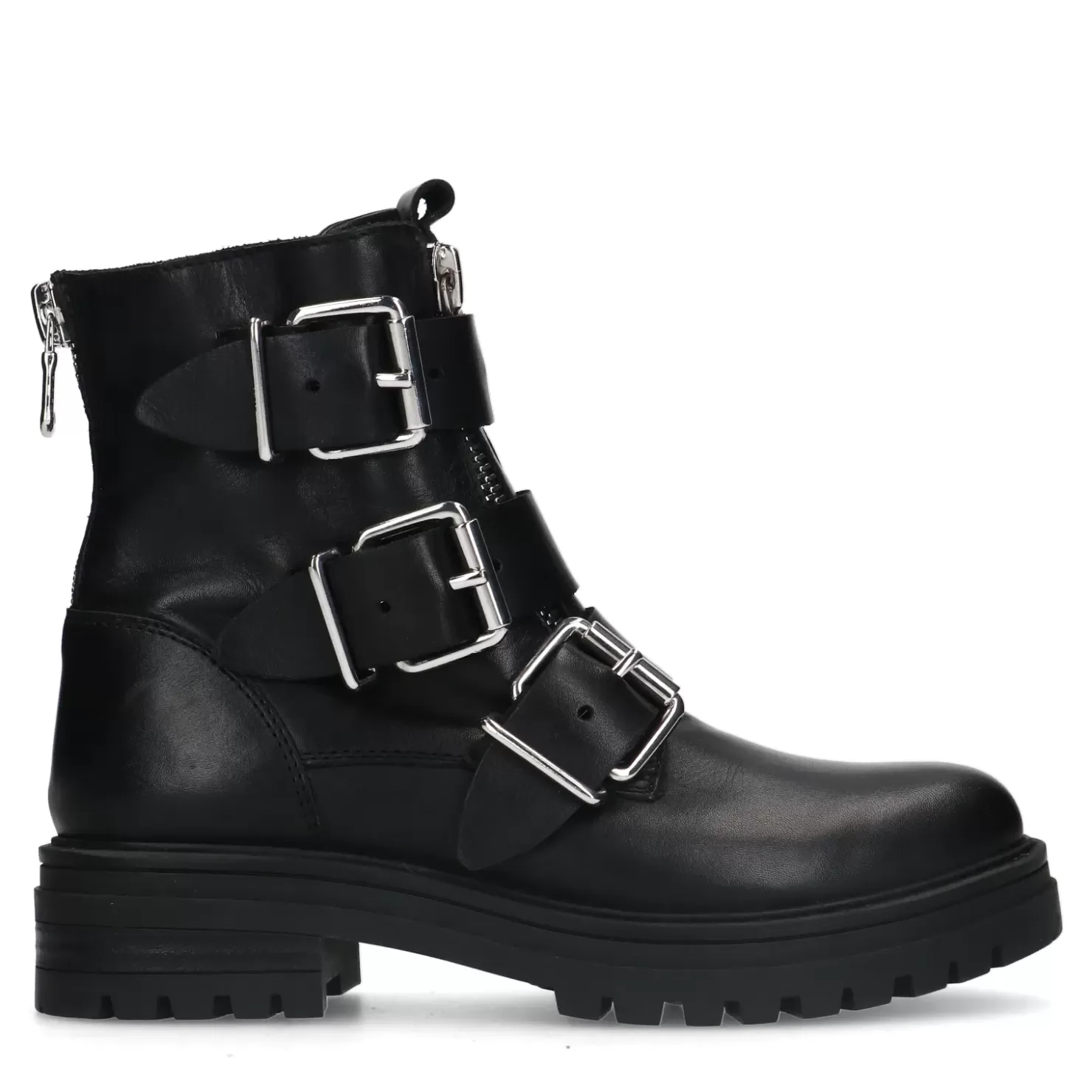 Clearance Biker Boots With Buckles - Black Women Ankle Boots