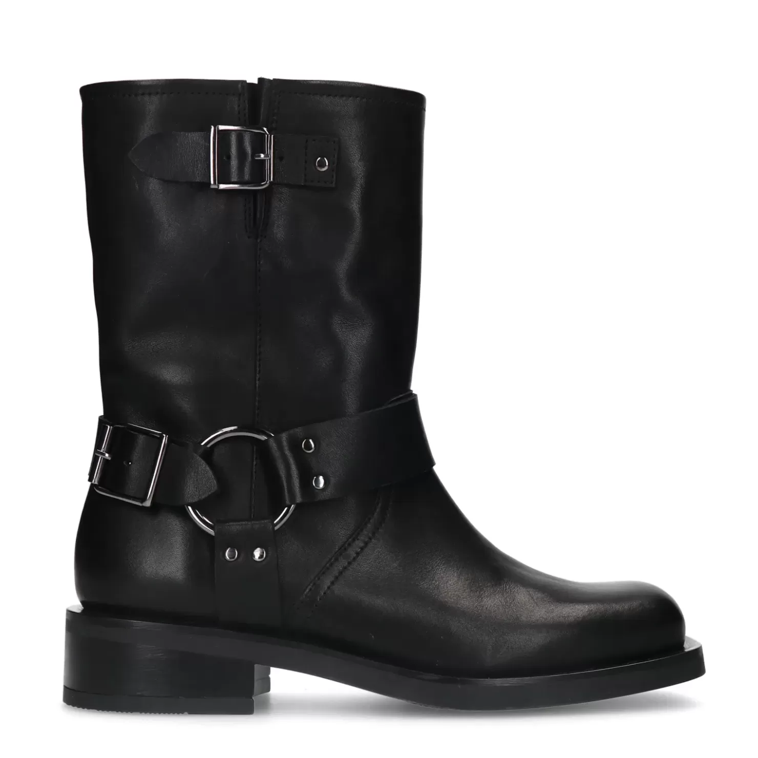 Cheap Biker Style Ankle Boots With Buckle - Black Women Ankle Boots