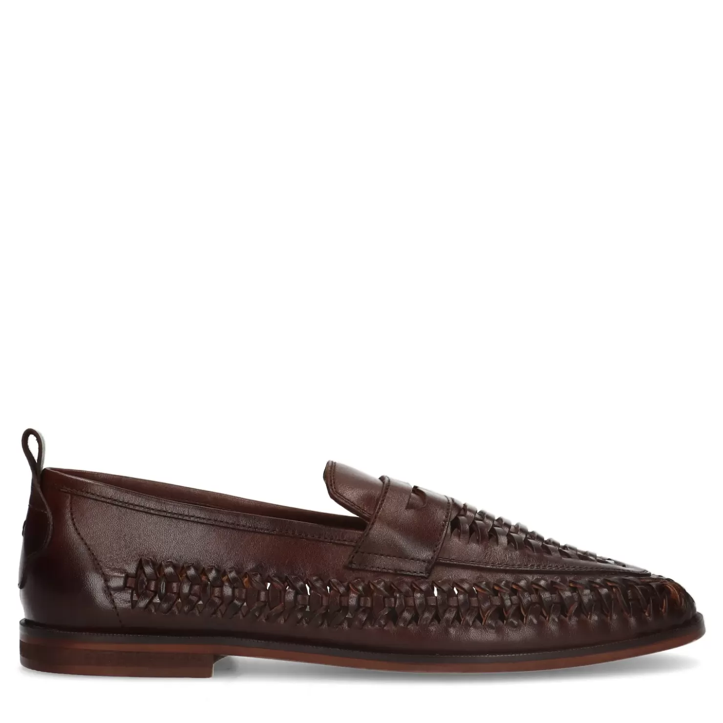 Discount Braided Leather Loafers - Brown Men Moccasins