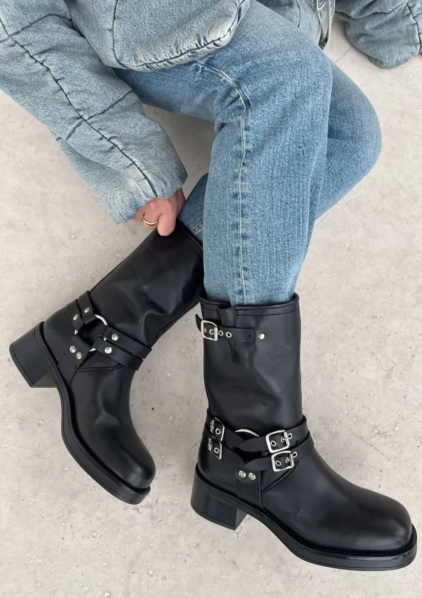 Flash Sale Buckled Biker Boots - Black Women Ankle Boots