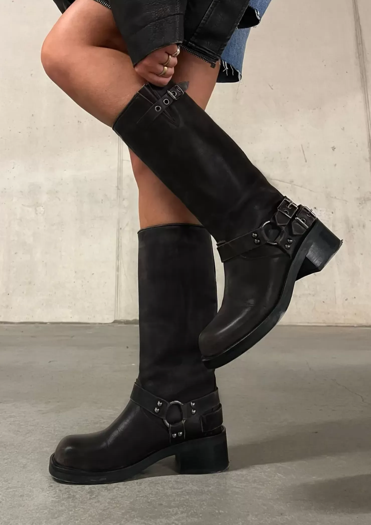 New Buckled Biker Boots - Black Women Ankle Boots