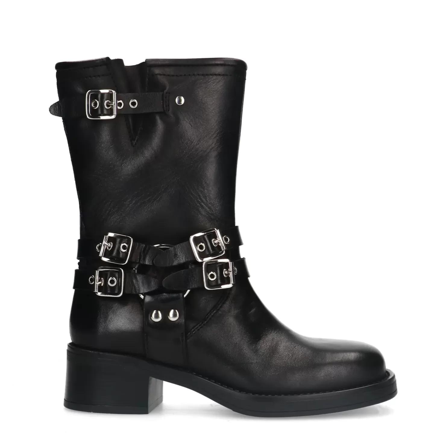 Flash Sale Buckled Biker Boots - Black Women Ankle Boots