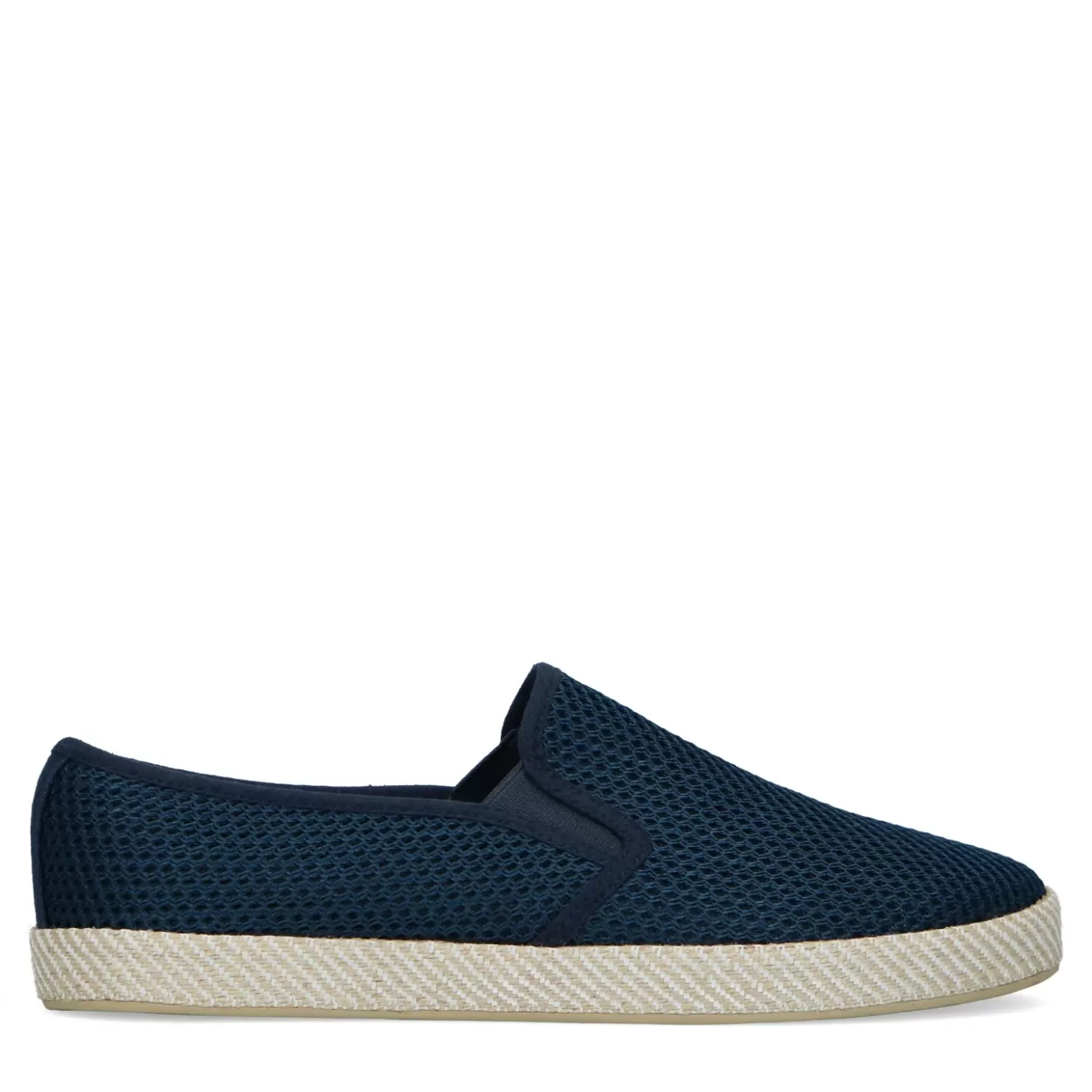 Discount Canvas Loafers With Braided Rope Sole - Dark Blue Men Moccasins