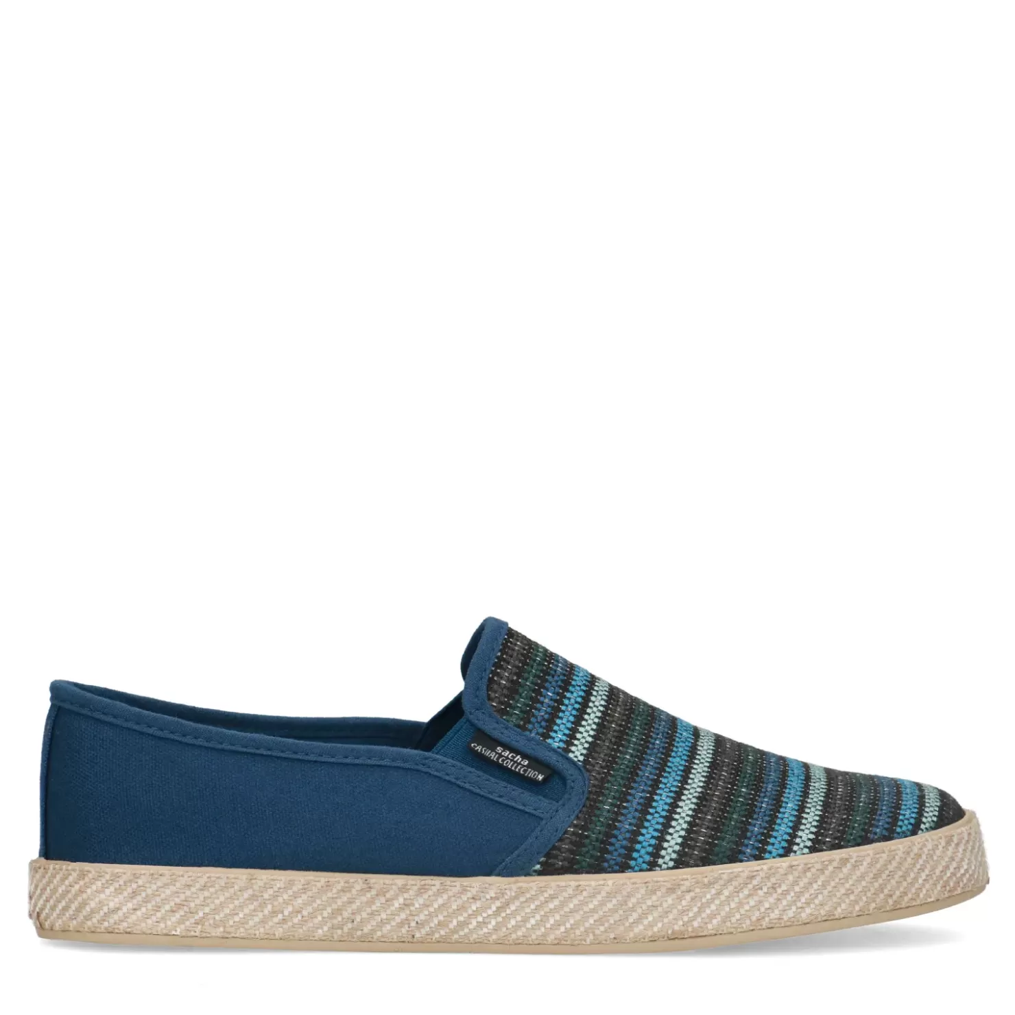 Sale Canvas Loafers With Stripes - Dark Blue Men Moccasins