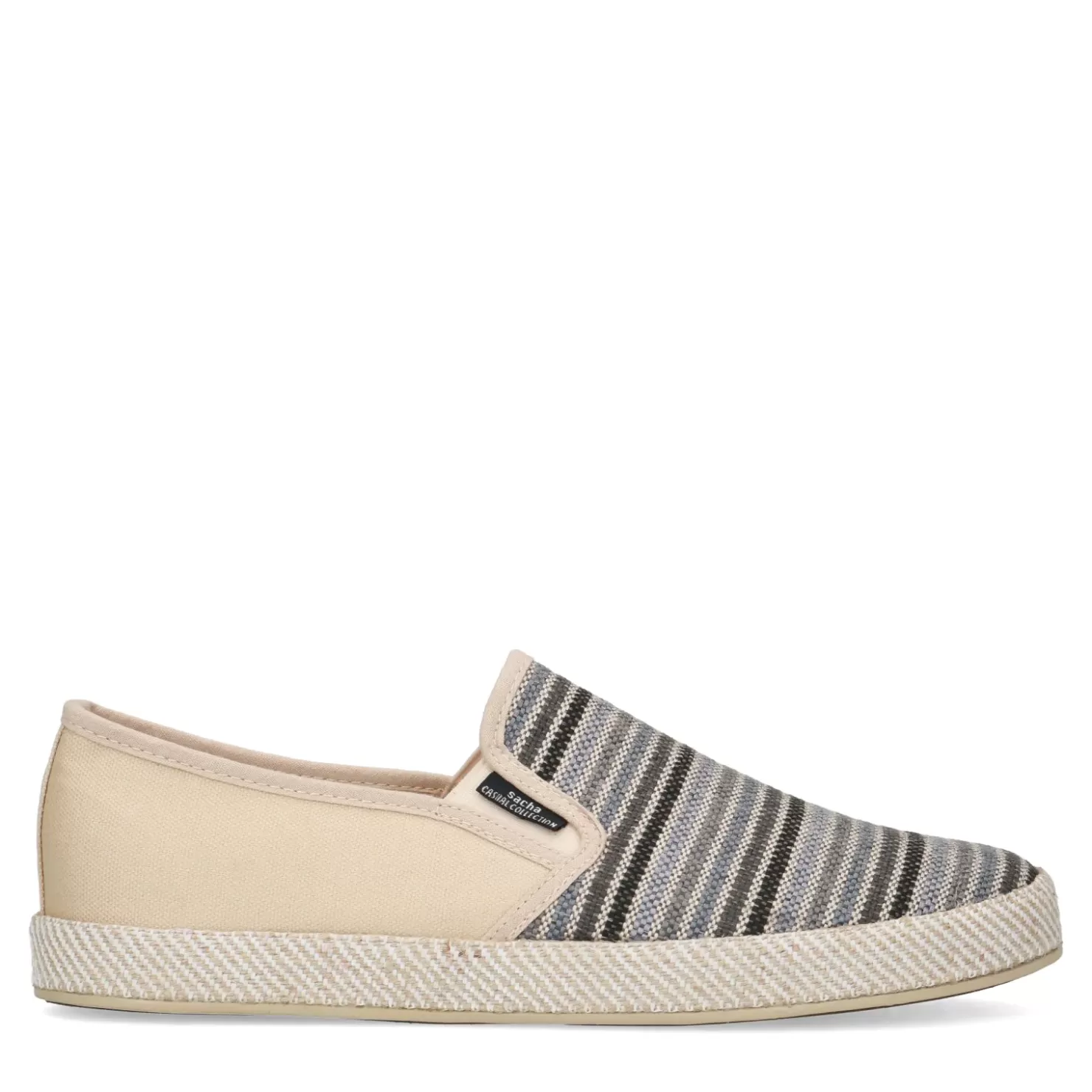 Flash Sale Canvas Loafers With Stripes - Gray Men Moccasins