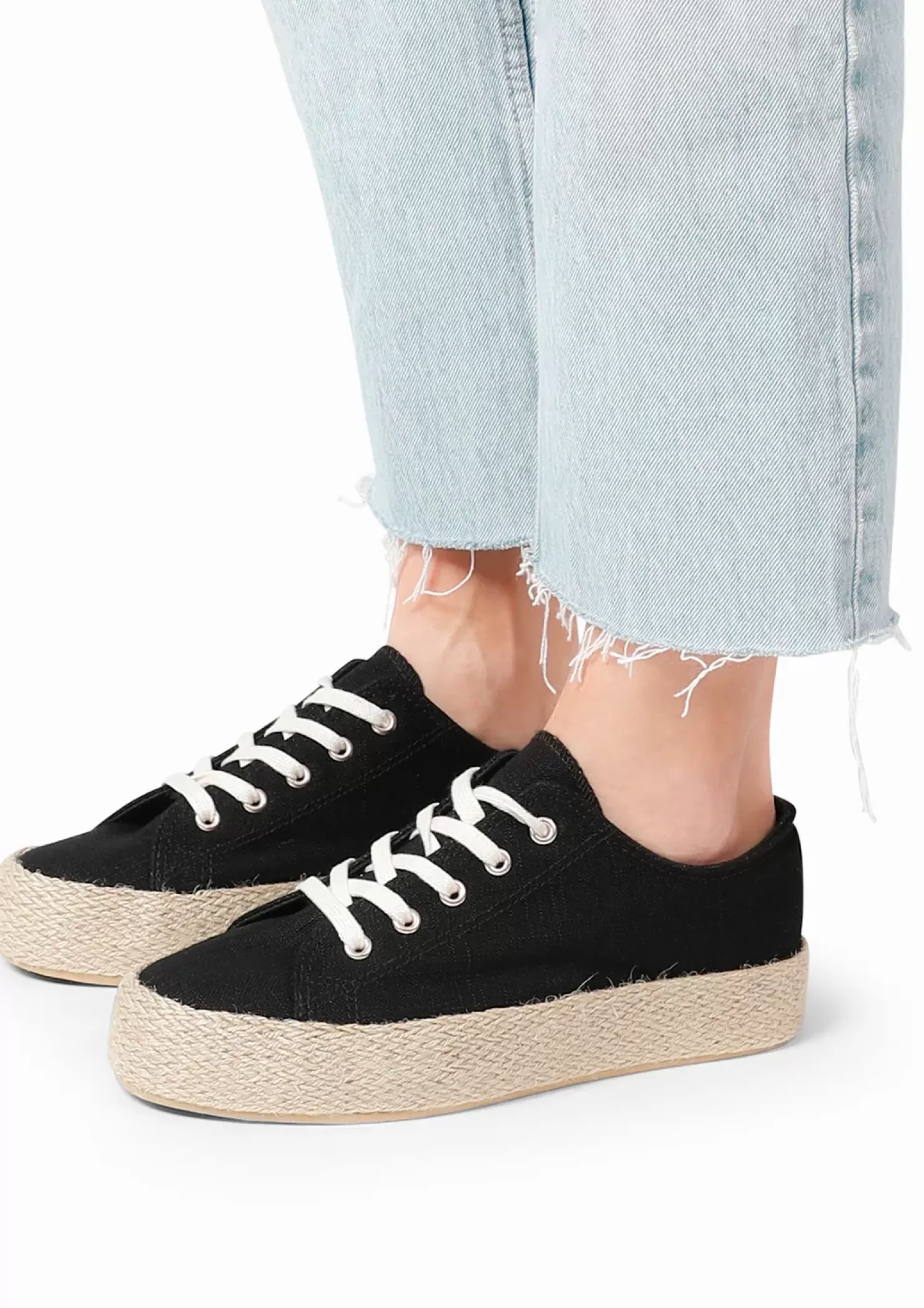 Shop Canvas Sneakers With Rope Sole - Dark Blue Women Sneakers