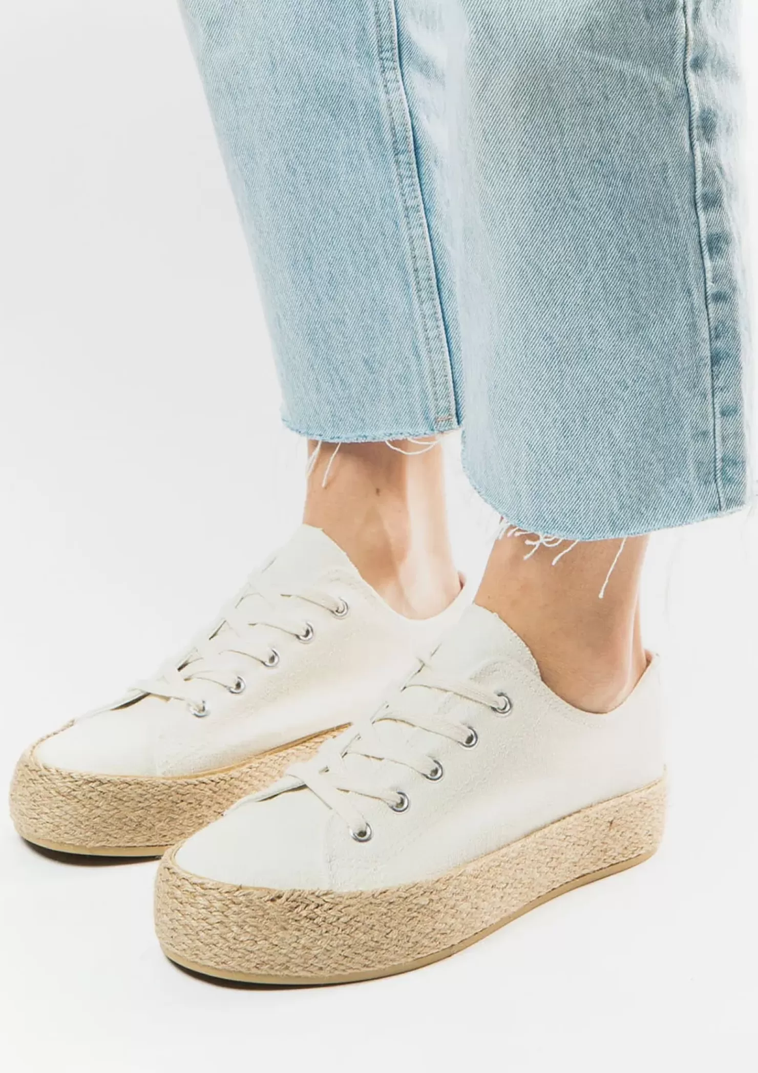 Outlet Canvas Sneakers With Rope Sole - Off-White Women Sneakers