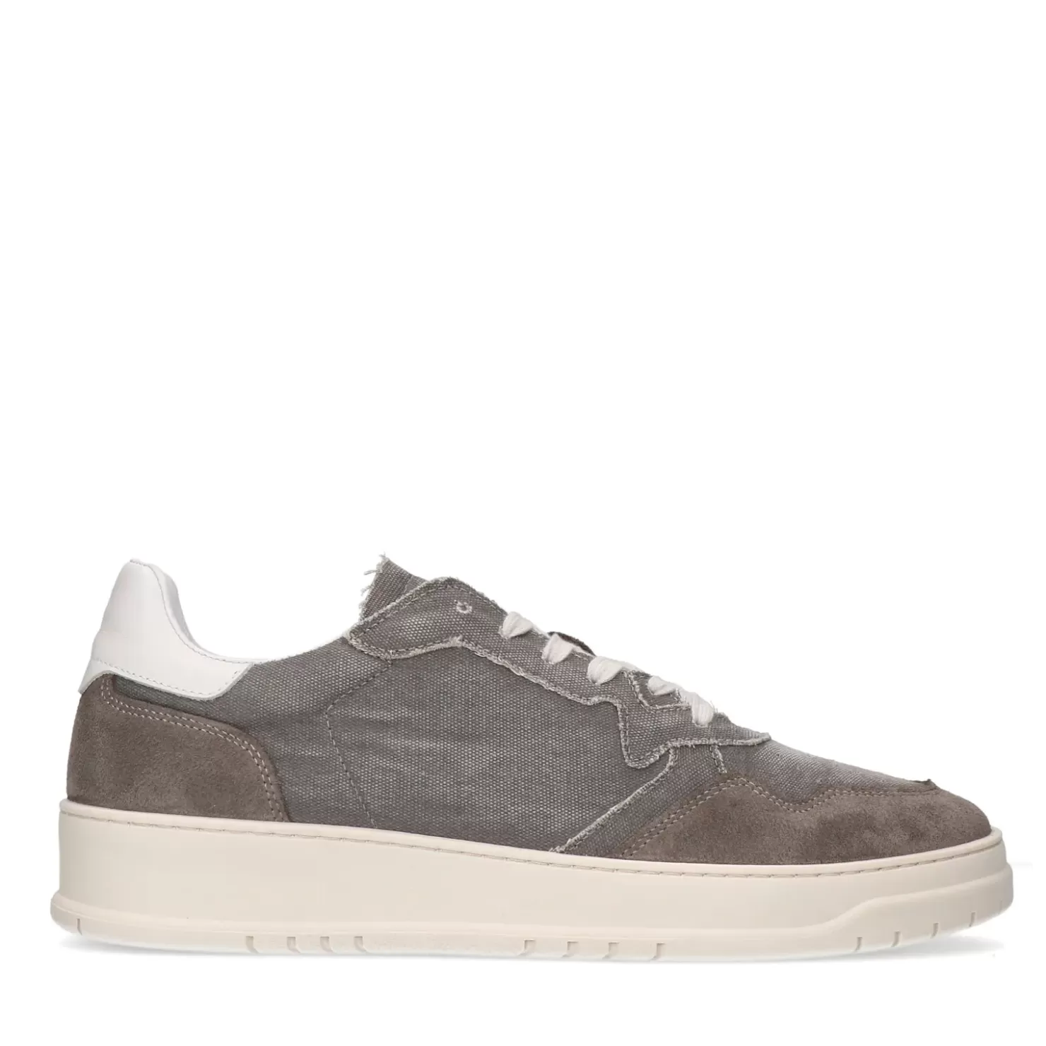 Sale Canvas Sneakers With Suede Details - Gray Men Sneakers