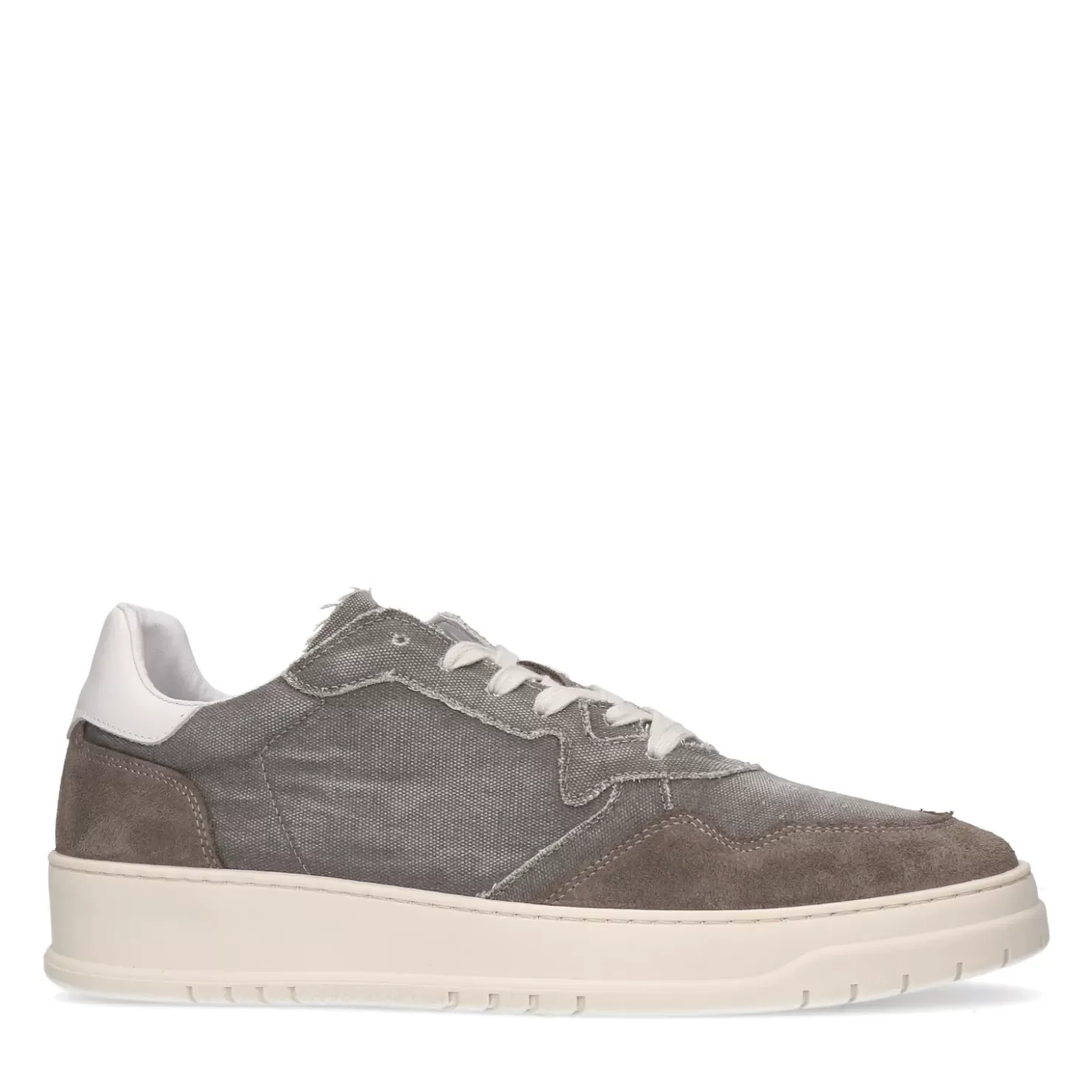 Sale Canvas Sneakers With Suede Details - Gray Men Sneakers