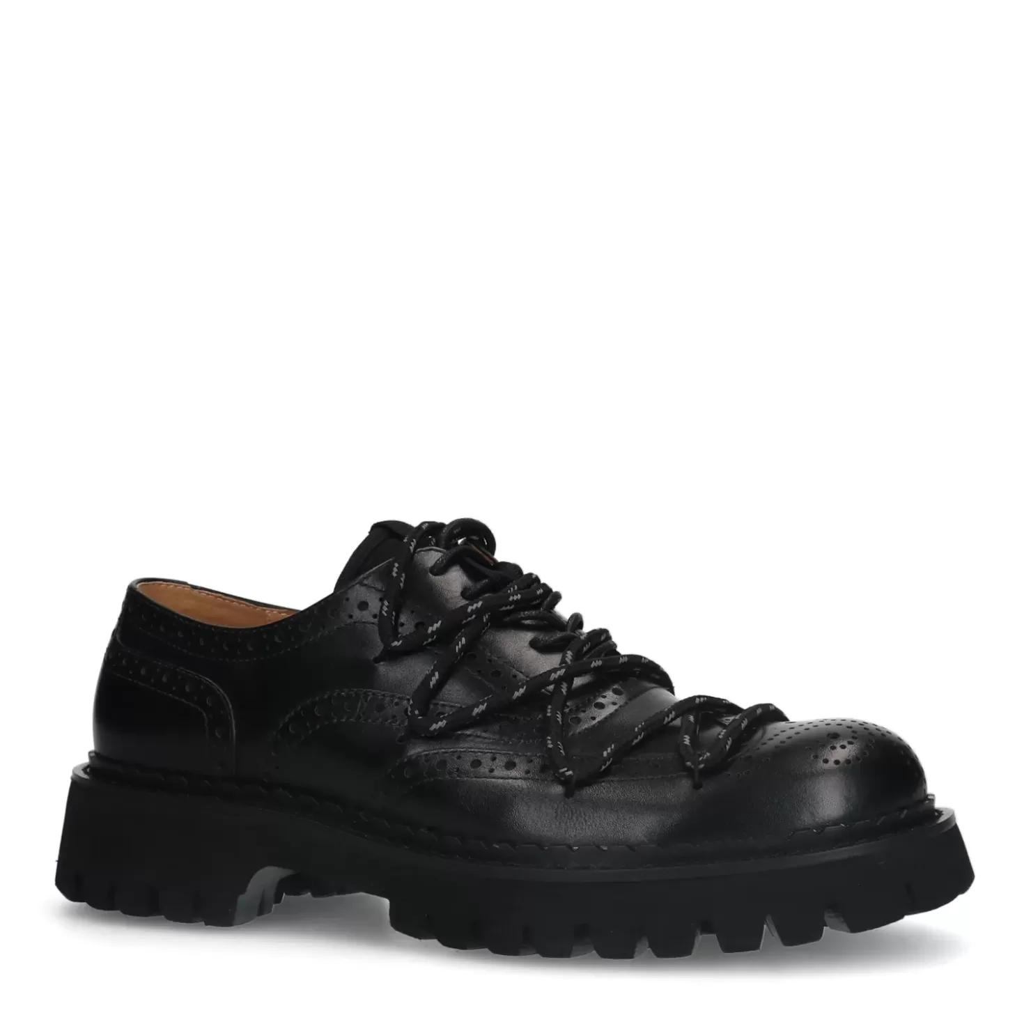 Cheap Chunky Leather Lace-Up Shoes - Black Men Lace-Up Shoes