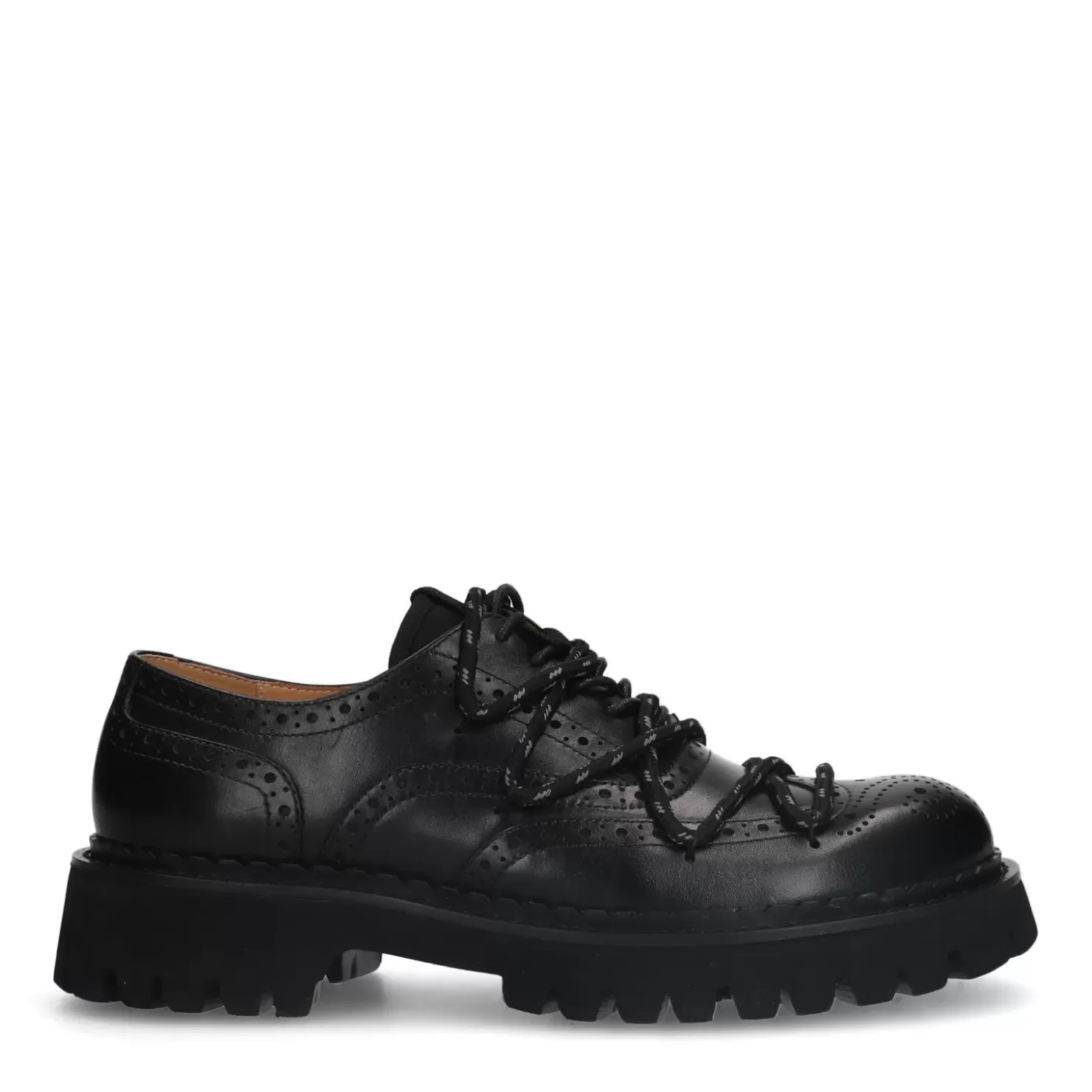 Cheap Chunky Leather Lace-Up Shoes - Black Men Lace-Up Shoes