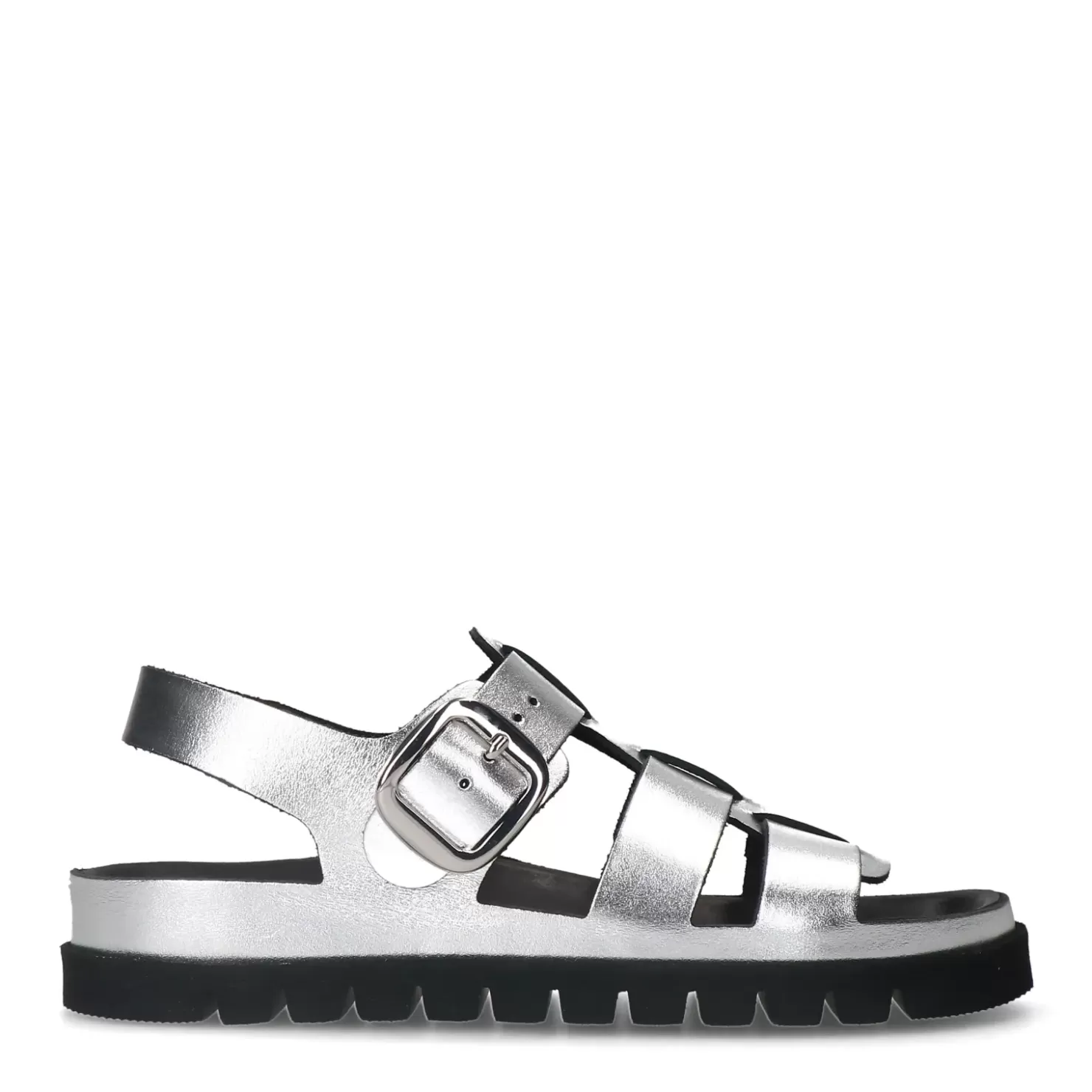 Online Chunky Leather Sandals - Silver Women Sandals