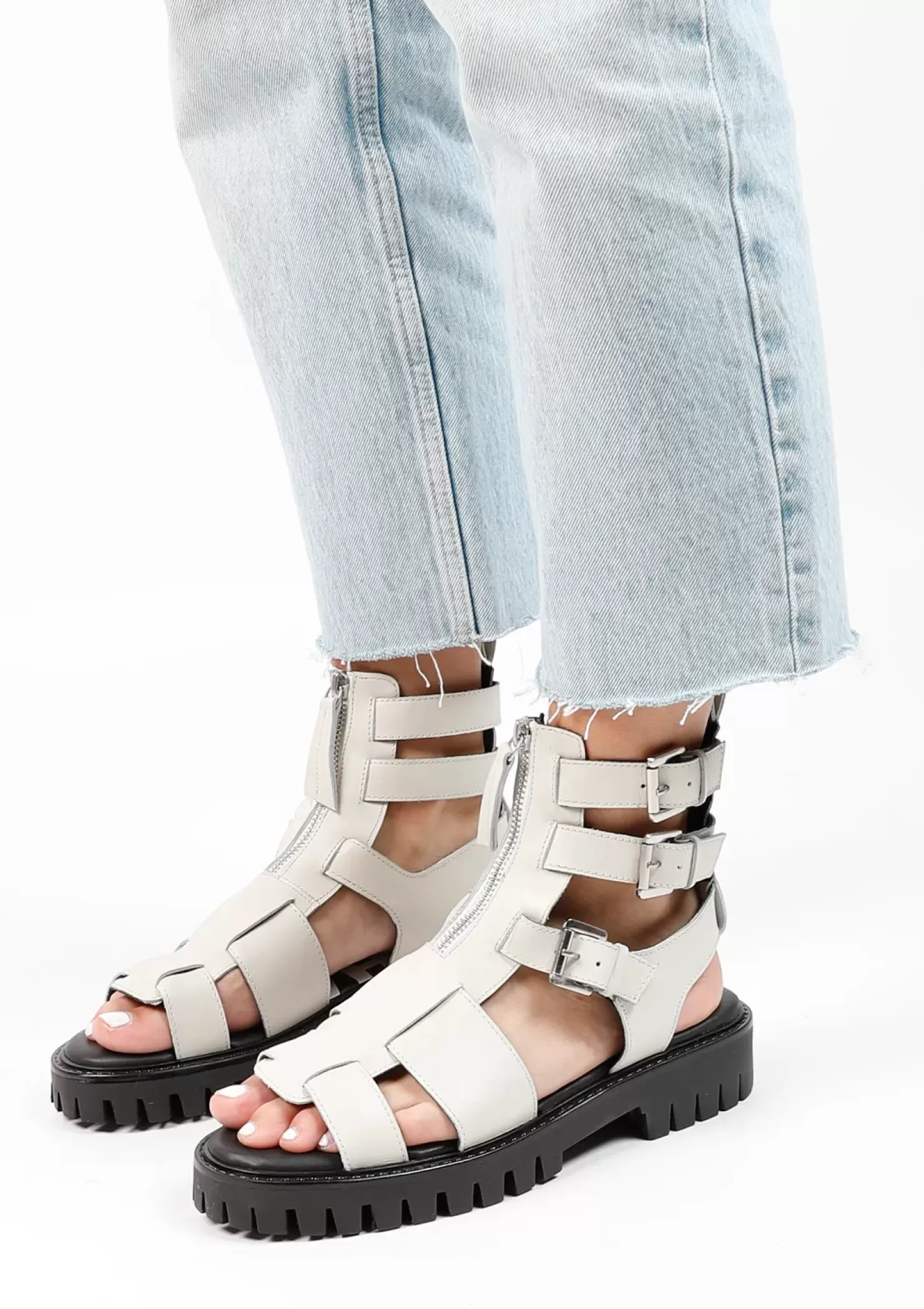 Best Chunky Leather Sandals - White Women Sandals