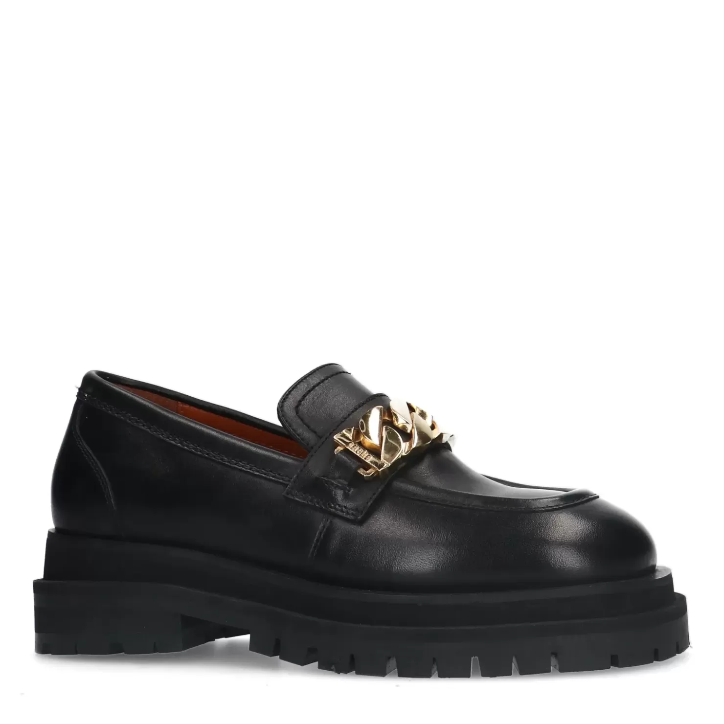 New Chunky Loafers With Chain - Black Women Moccasins