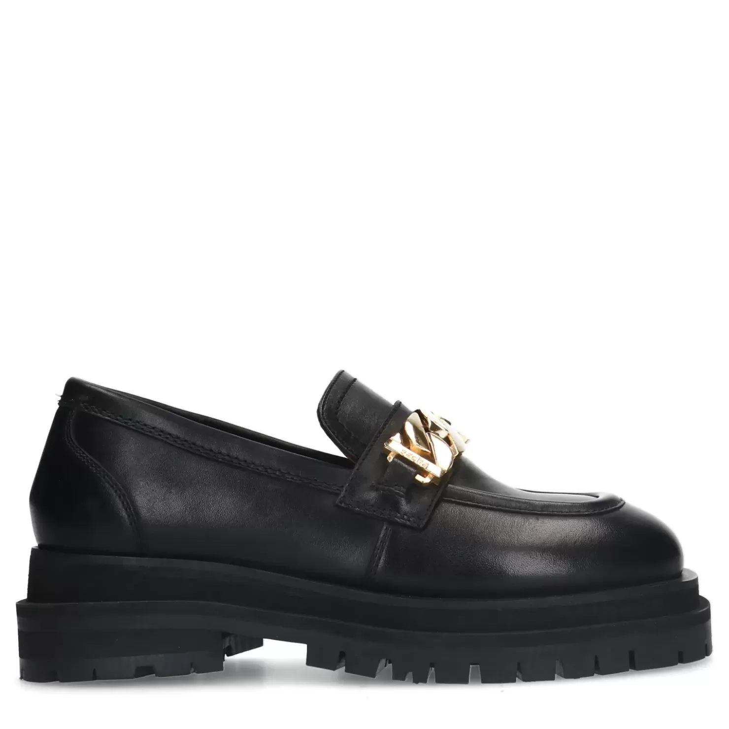 New Chunky Loafers With Chain - Black Women Moccasins