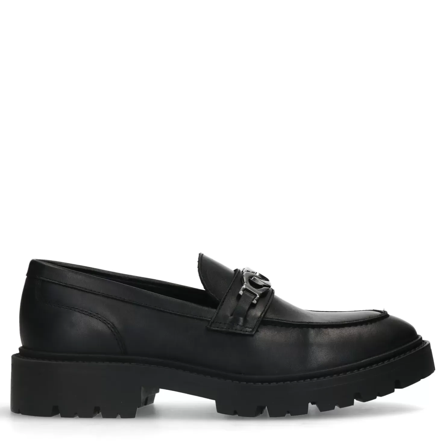 Outlet Chunky Loafers With Chain - Black Women Moccasins