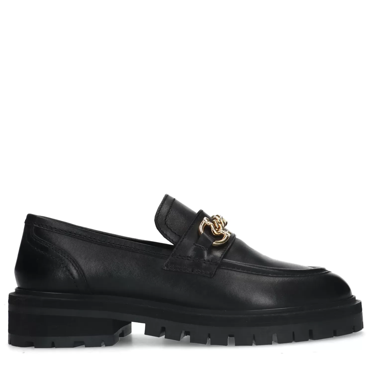 Online Chunky Loafers With Chain - Black Women Moccasins