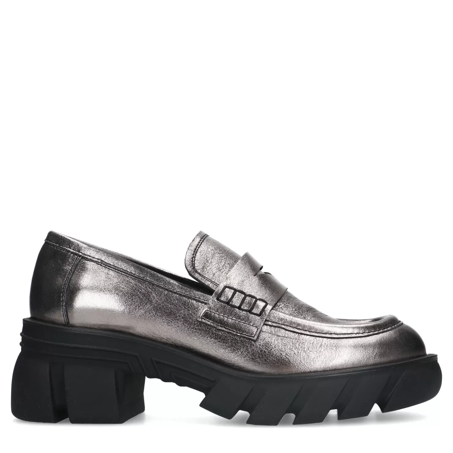 Fashion Chunky Metallic Loafers - Silver Women Moccasins