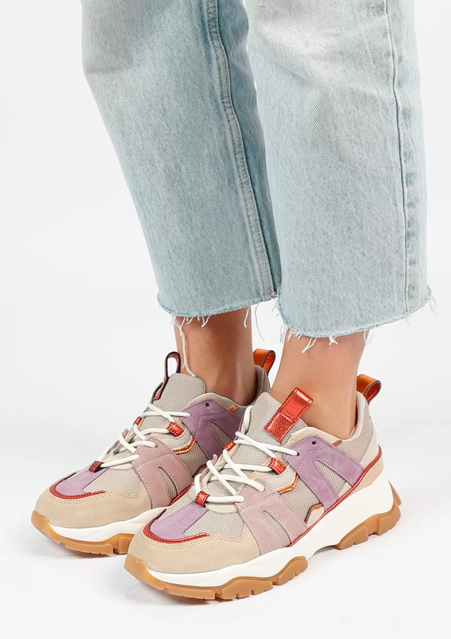 Shop Chunky Sneakers With Details - Beige Women Sneakers