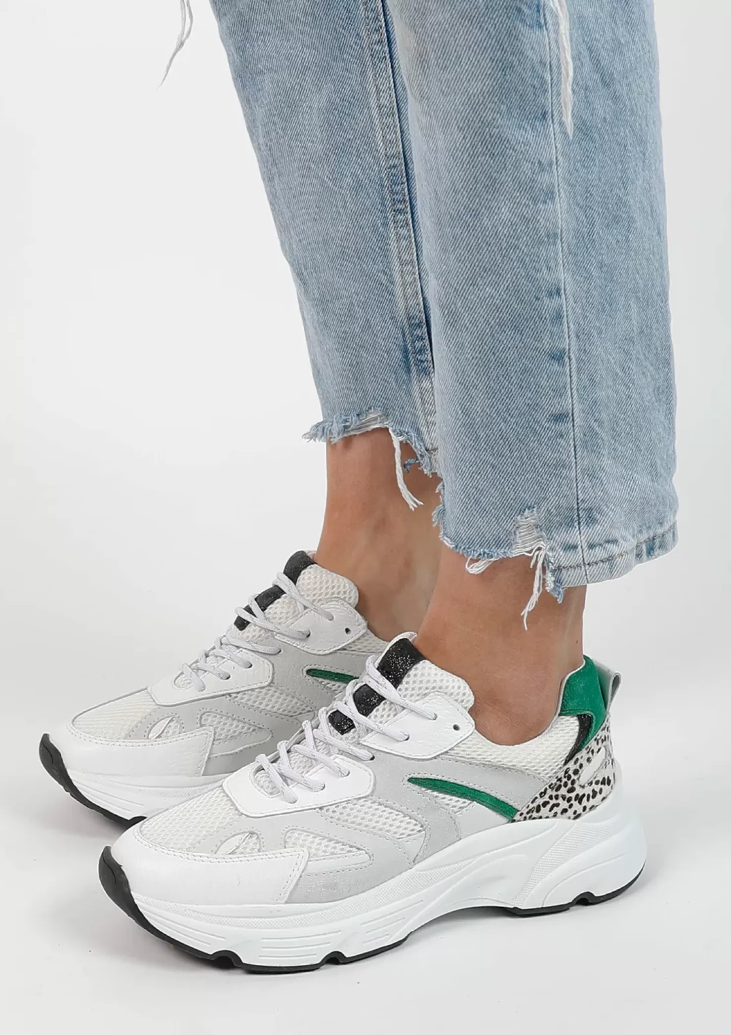 Shop Chunky Sneakers With Polka Dot Pattern And Details - White Women Sneakers