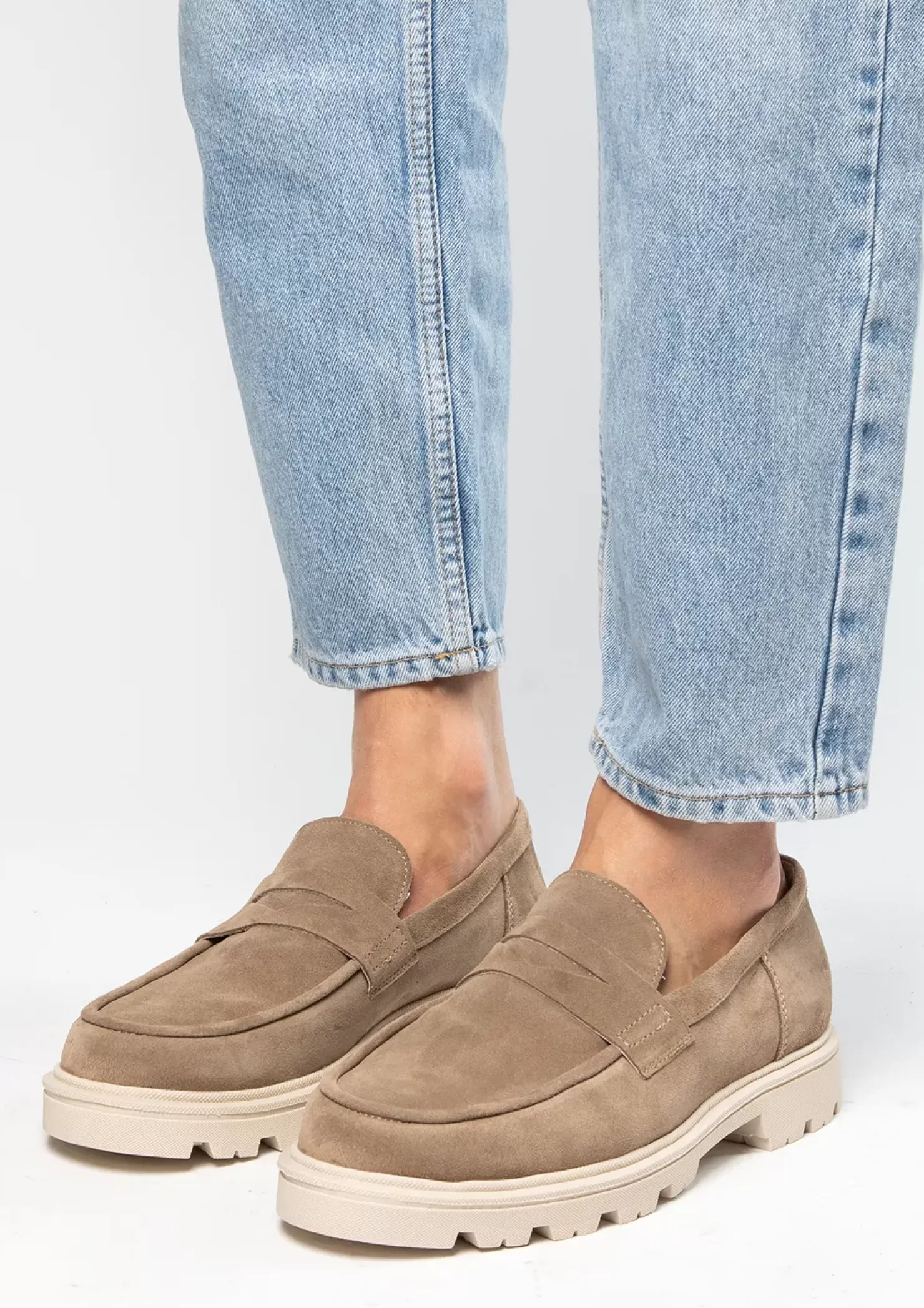 Flash Sale Chunky Suede Loafers - Beige Men Moccasins