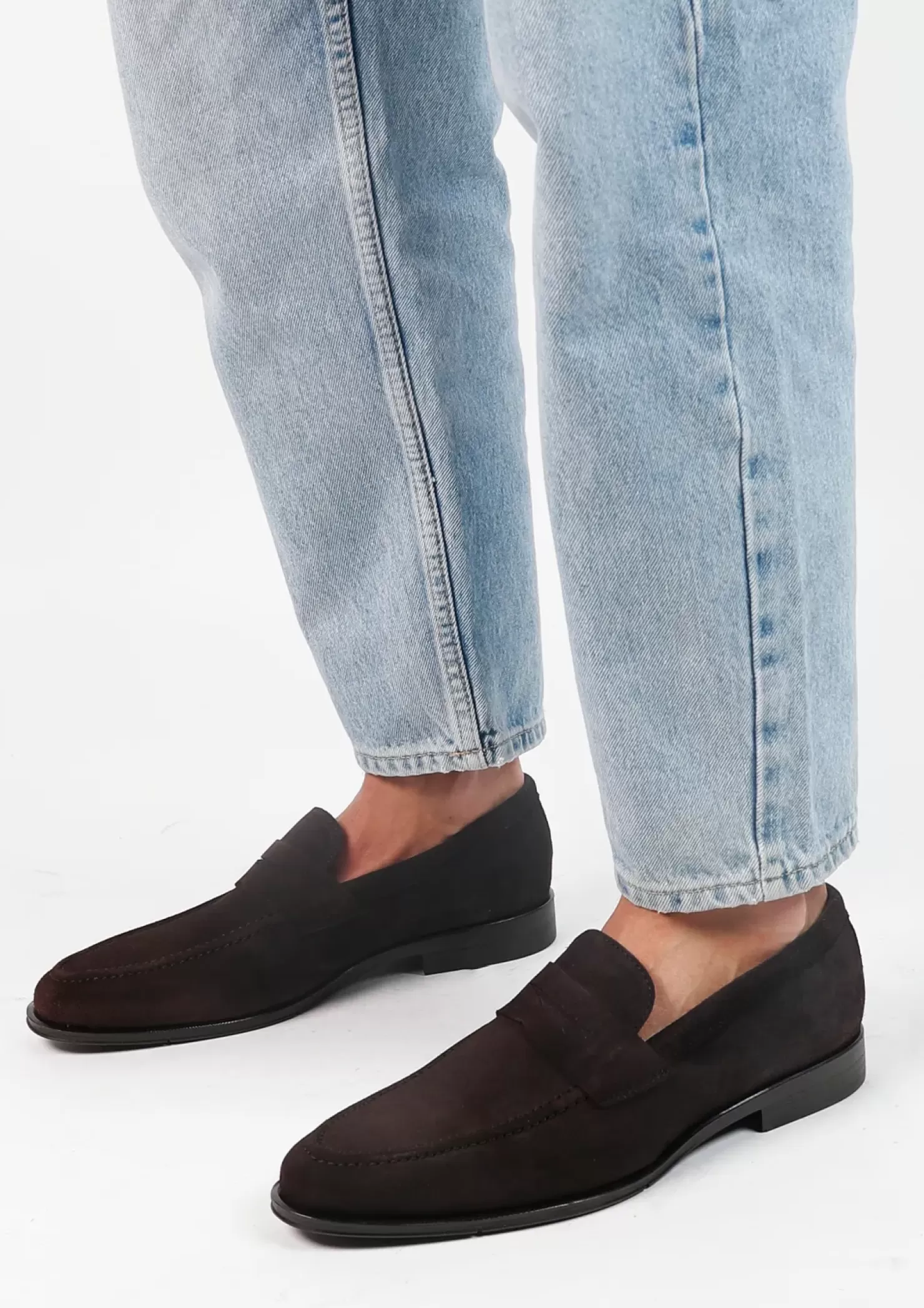 Clearance Classic Suede Loafers - Brown Men Moccasins