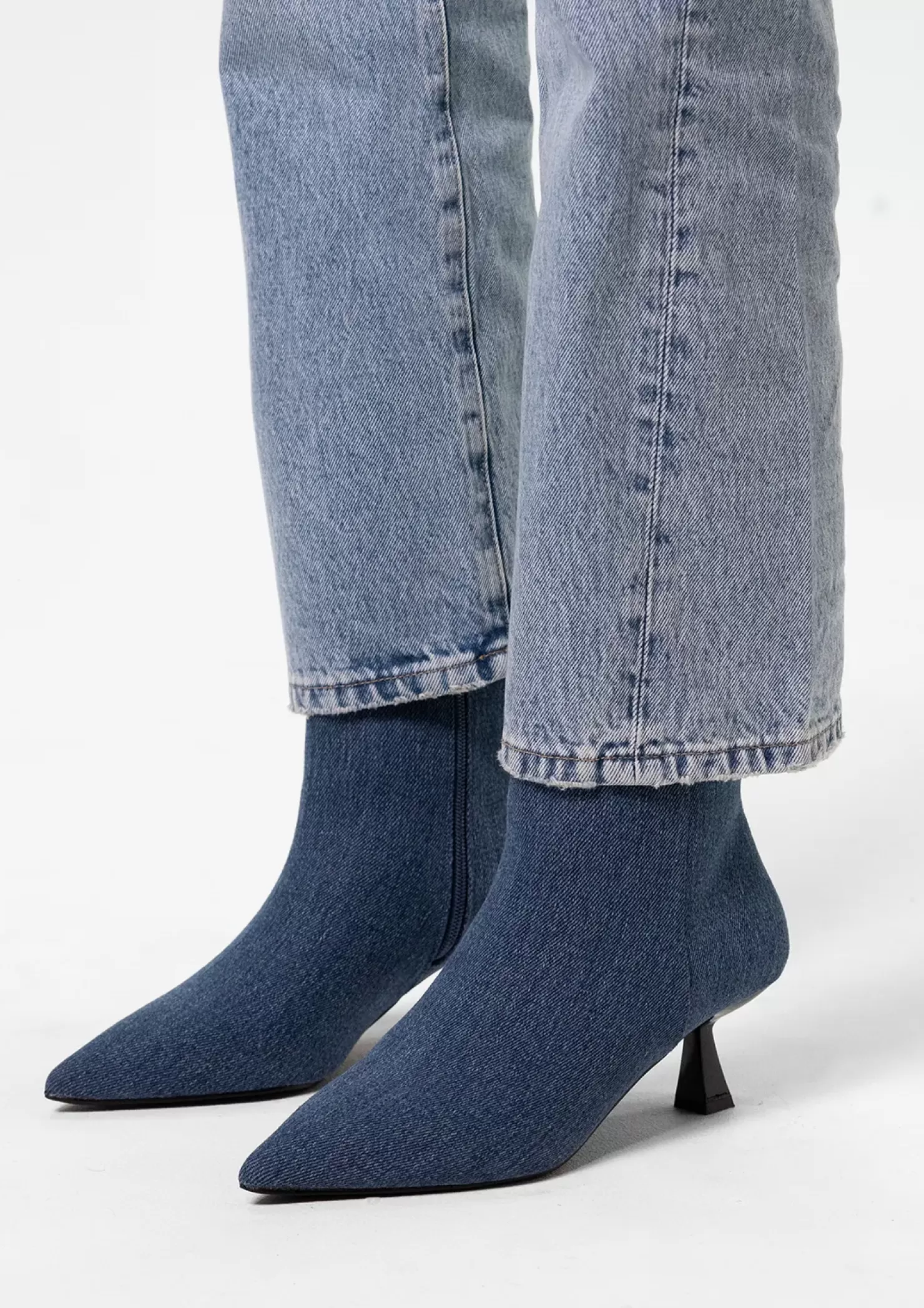 Discount Denim Ankle Boots With Funnel Heel Women Ankle Boots