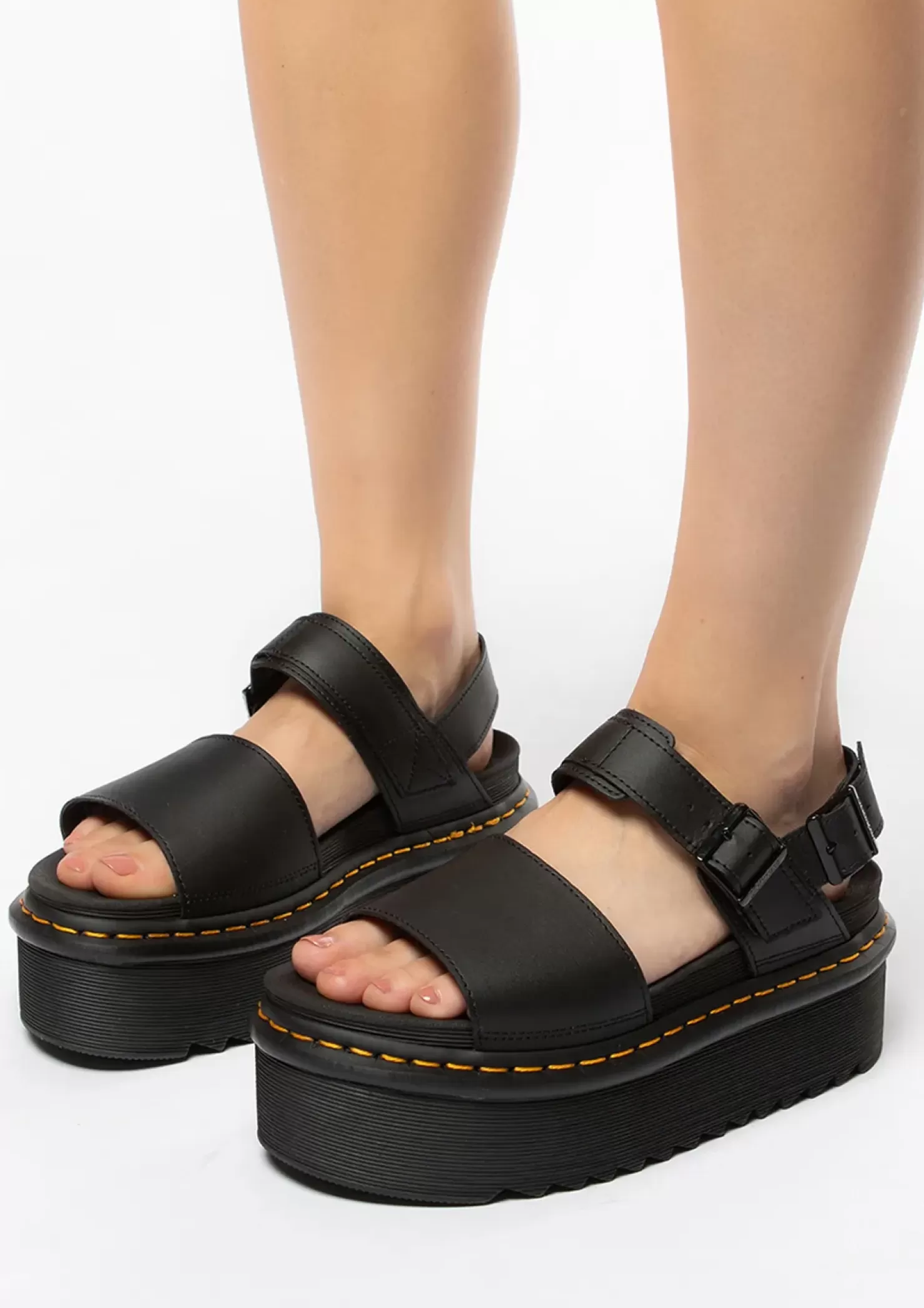 New Dr. Martens Voss Quad Black Women Sandals