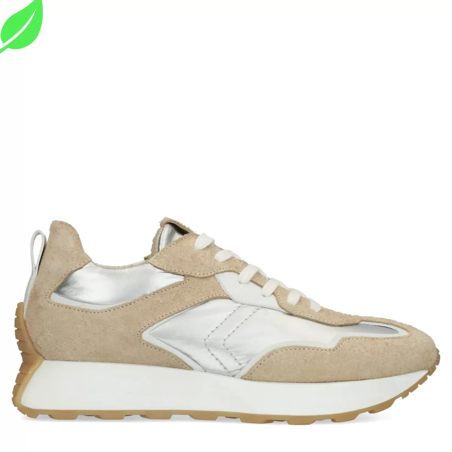 Hot Durable Beige Sneakers With Silver Details Women Sneakers