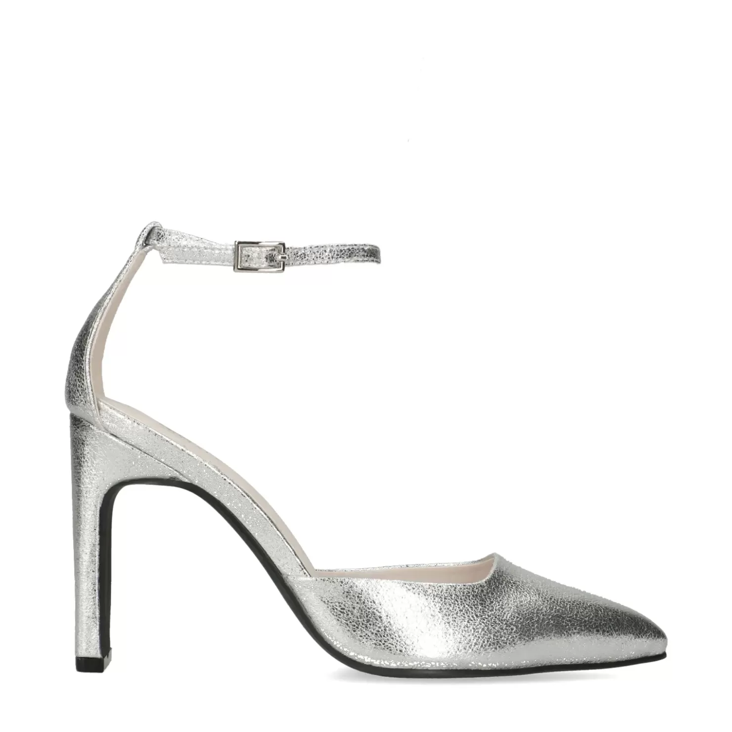 Shop Firm Pumps With Ankle Strap - Silver Women Pumps