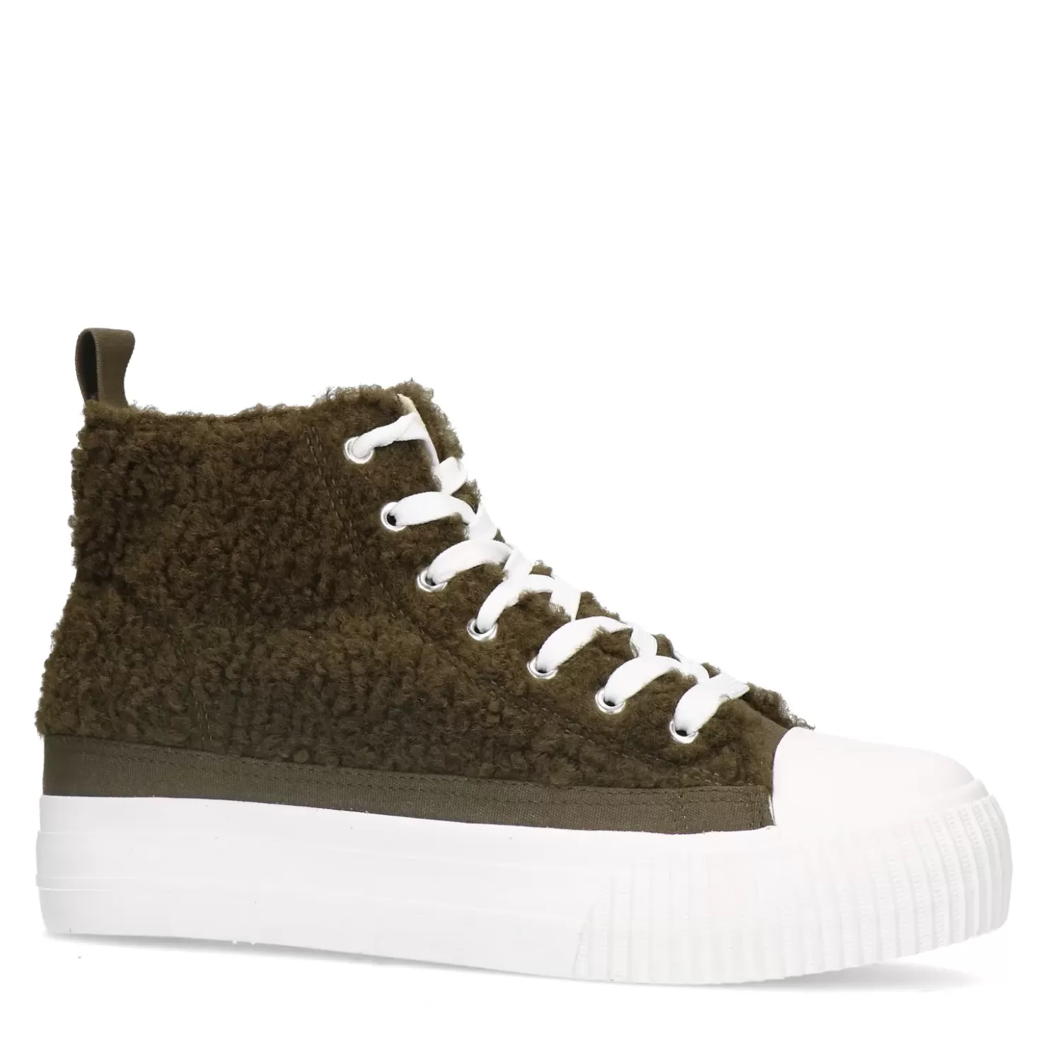 Cheap Fluffy High Top Sneakers - Olive Green Women Sneakers