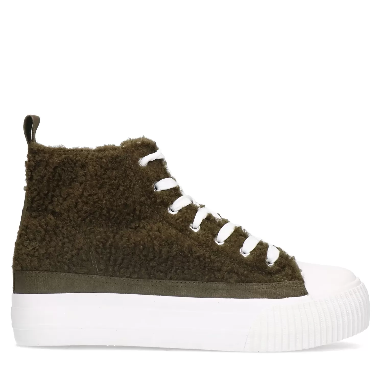 Cheap Fluffy High Top Sneakers - Olive Green Women Sneakers