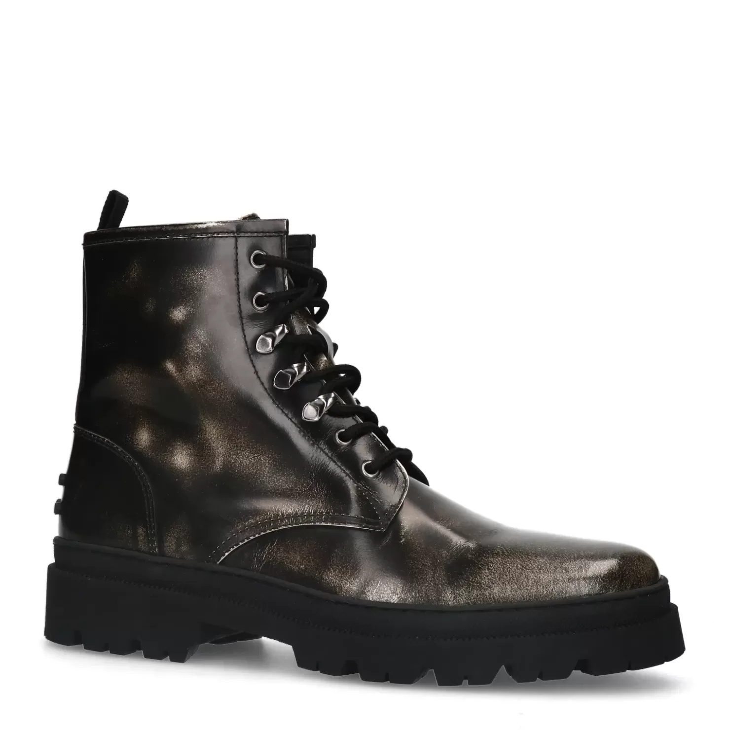 Fashion Frosted Leather Lace-Up Boots - Black Men Boots