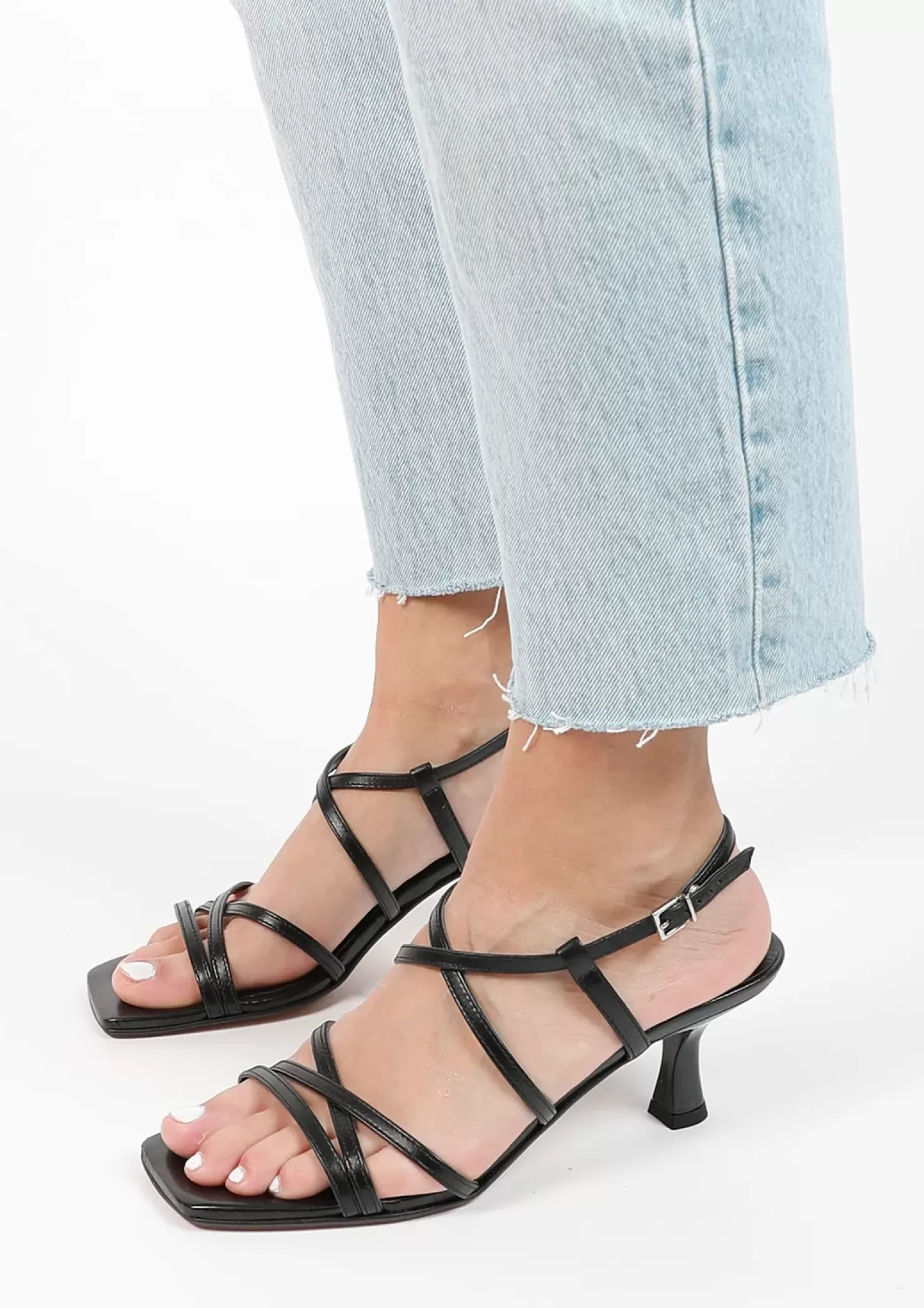 Discount Funnel Heel Sandals - Black Women Sandals