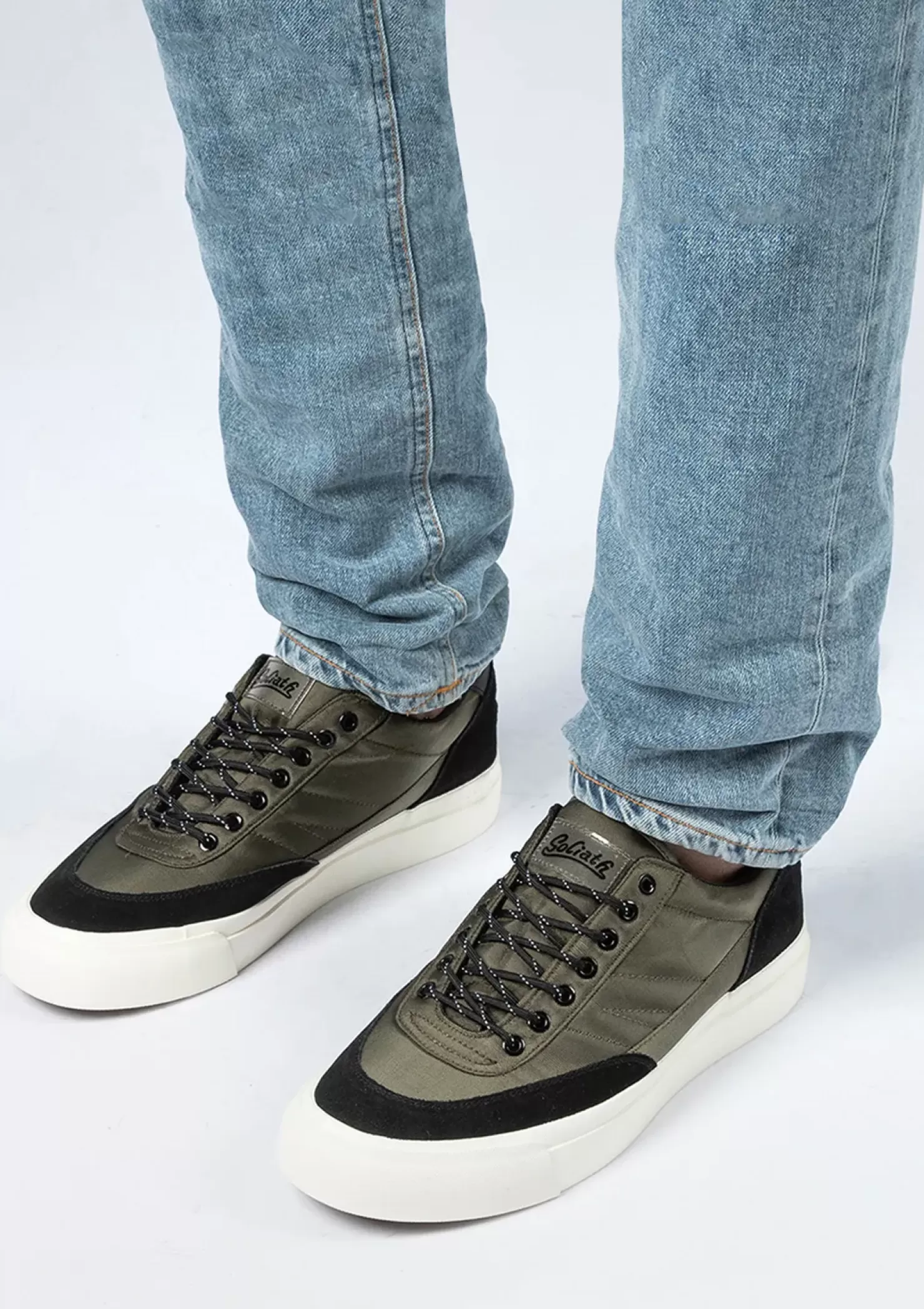 Outlet Goliath Nylon And Suede Sneakers - Dark Green Men Sneakers