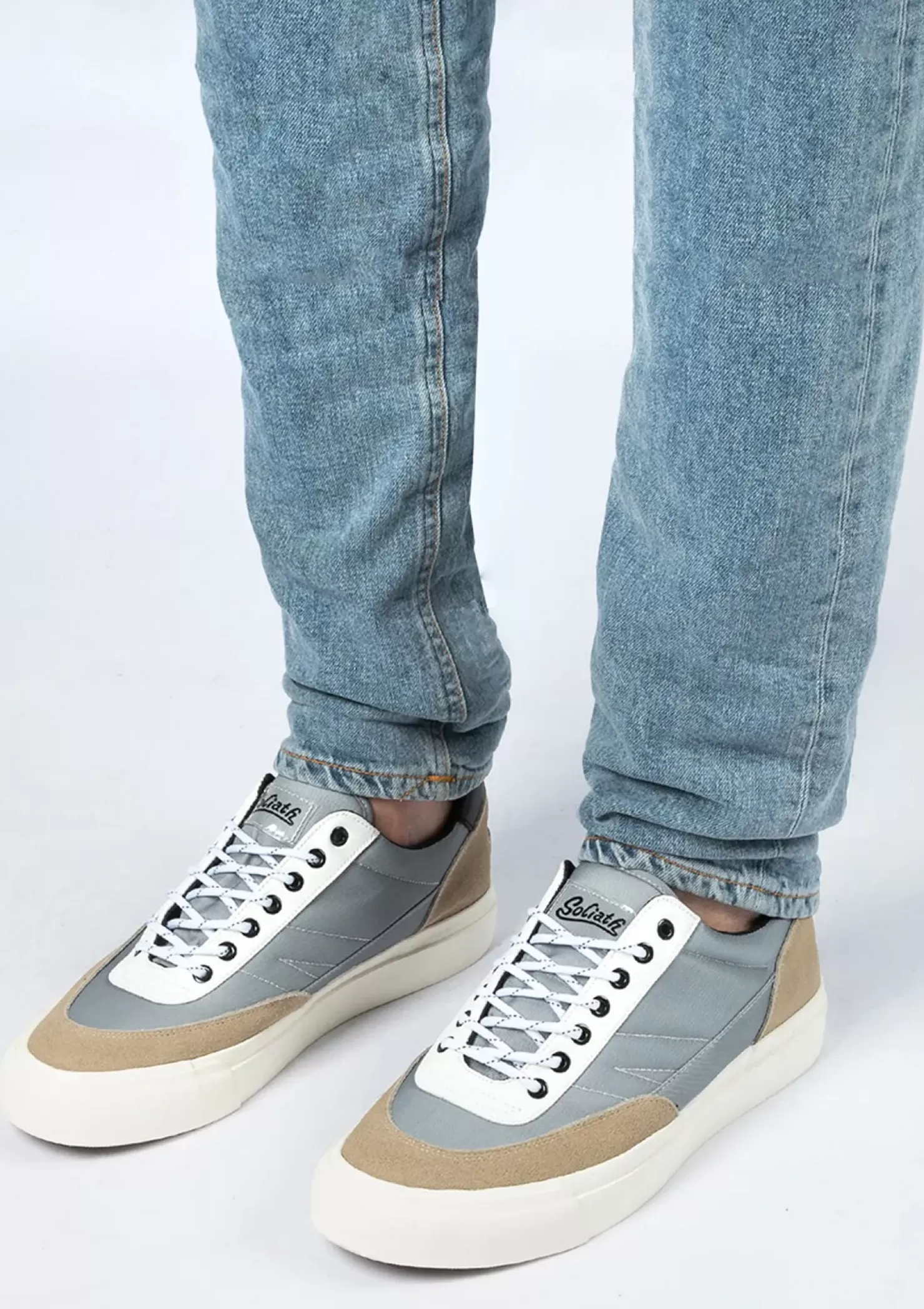 Store Goliath Sneakers In Nylon And Suede - Gray Men Sneakers