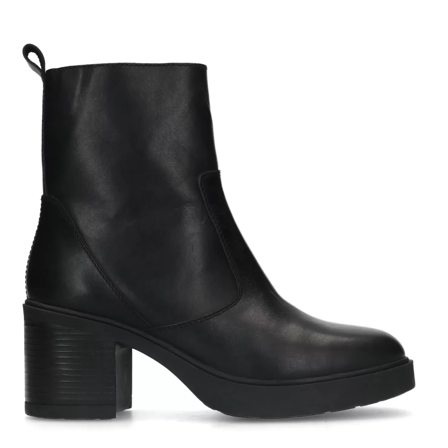 Discount Heeled Leather Ankle Boots - Black Women Ankle Boots