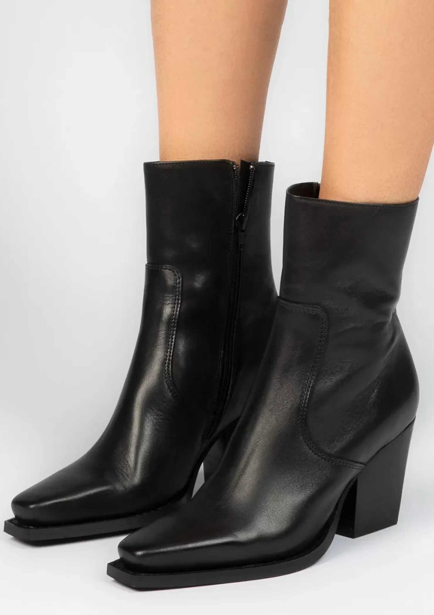 New Heeled Leather Ankle Boots - Black Women Ankle Boots