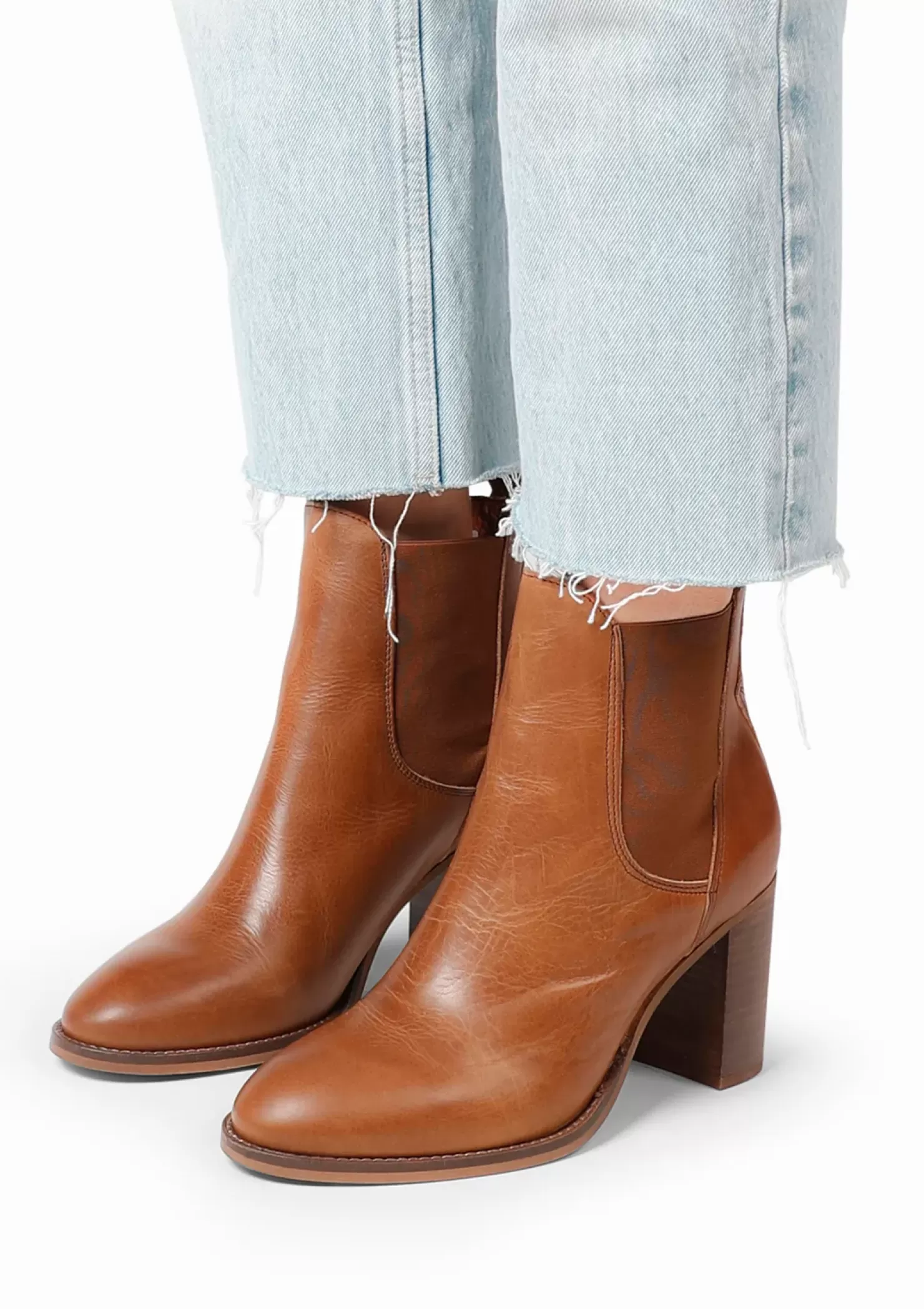 Cheap Heeled Leather Ankle Boots - Brown Women Ankle Boots