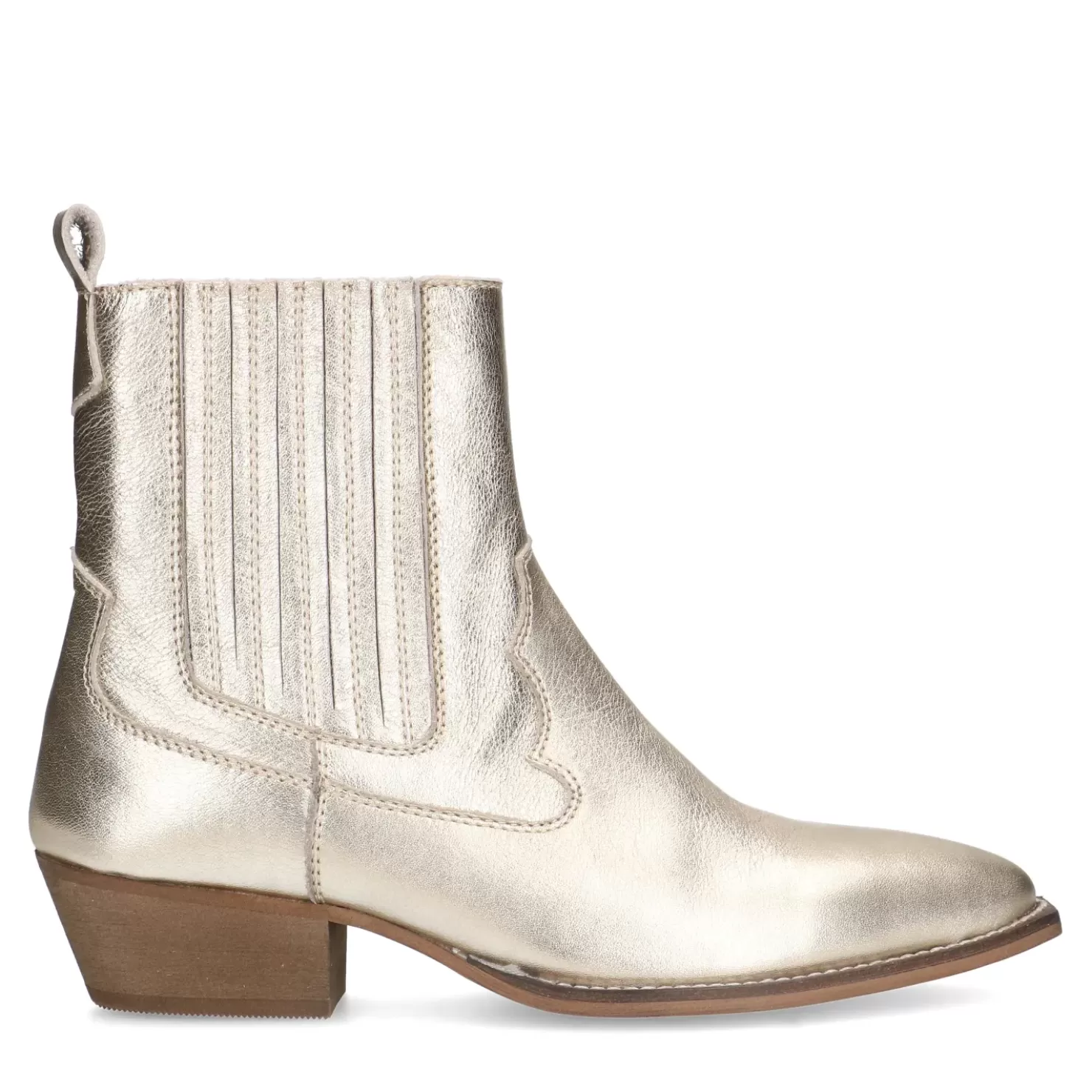 Best Heeled Leather Ankle Boots - Gold Women Ankle Boots