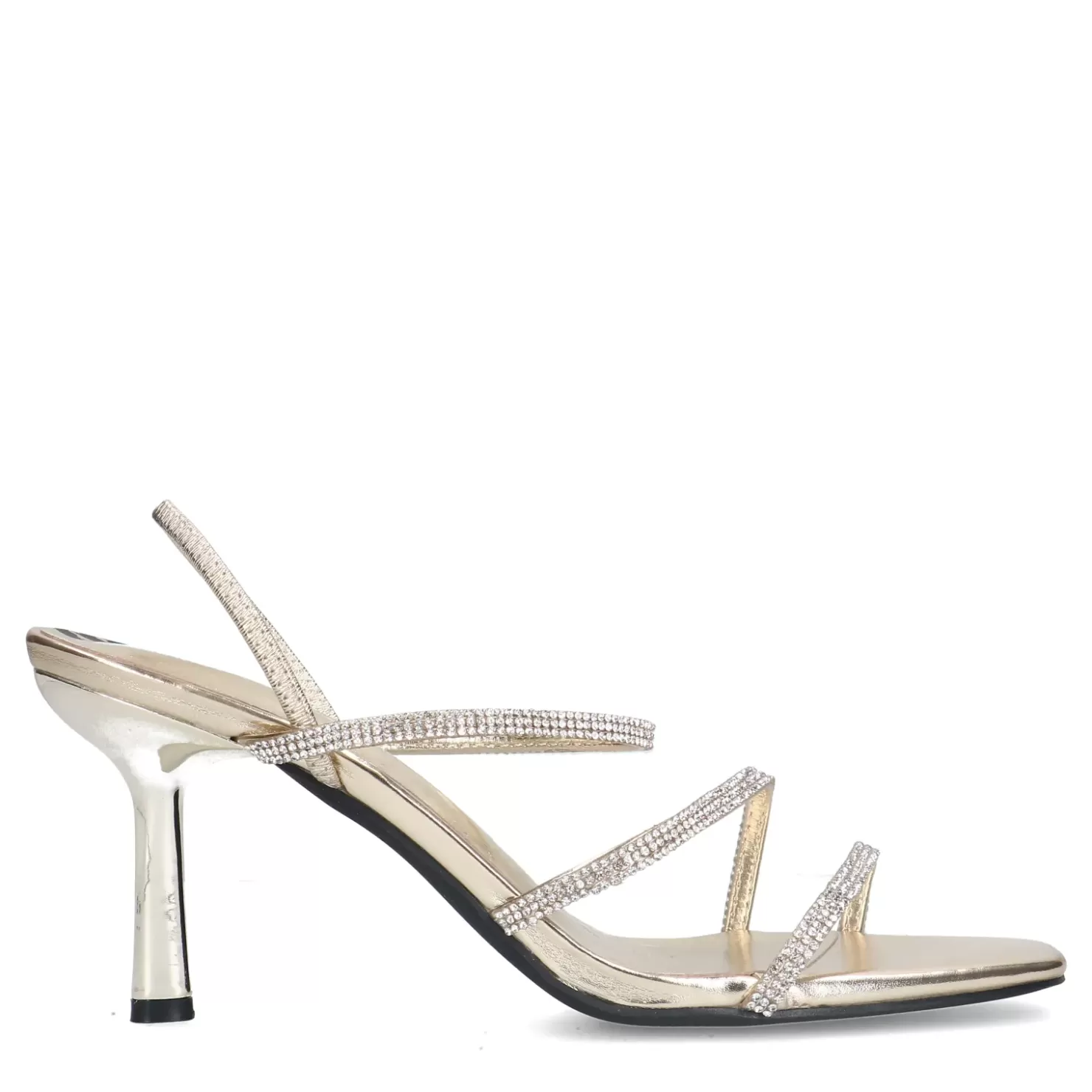 Shop Heeled Sandals With Rhinestones - Gold Women Sandals