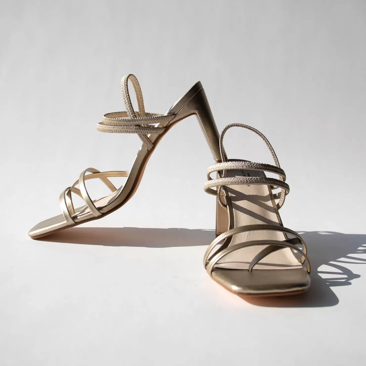 Outlet Heeled Sandals With Straps - Gold Women Sandals