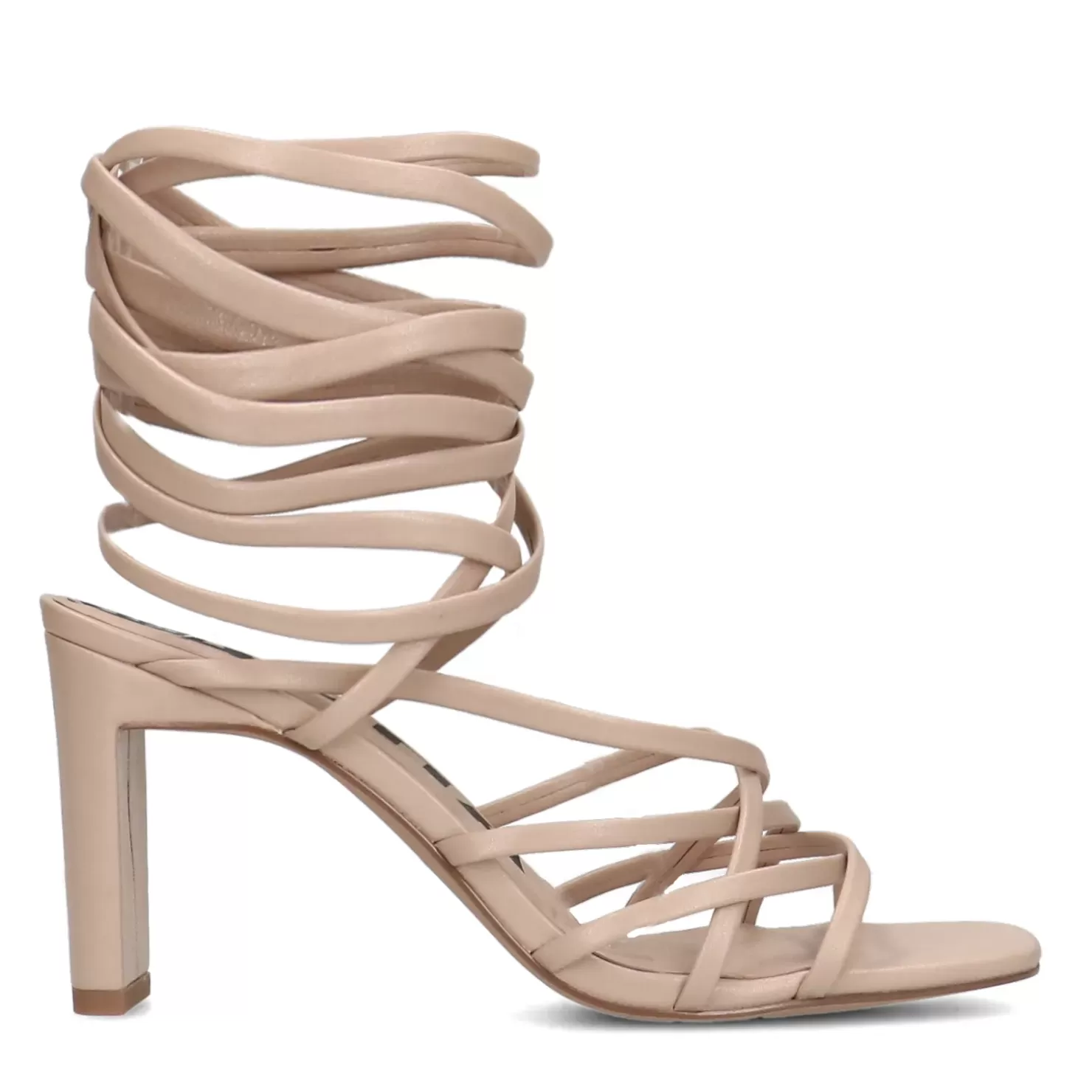 Sale Heeled Sandals With Tie Laces - Beige Women Sandals