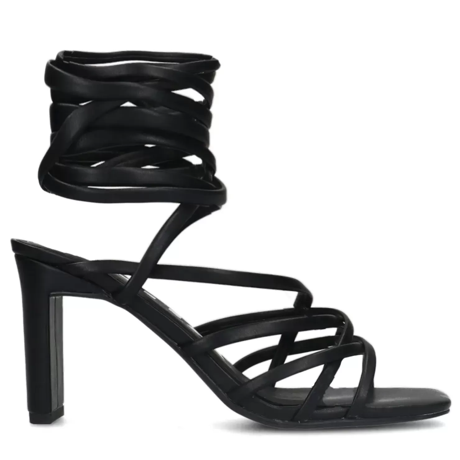 Hot Heeled Sandals With Tie Laces - Black Women Sandals