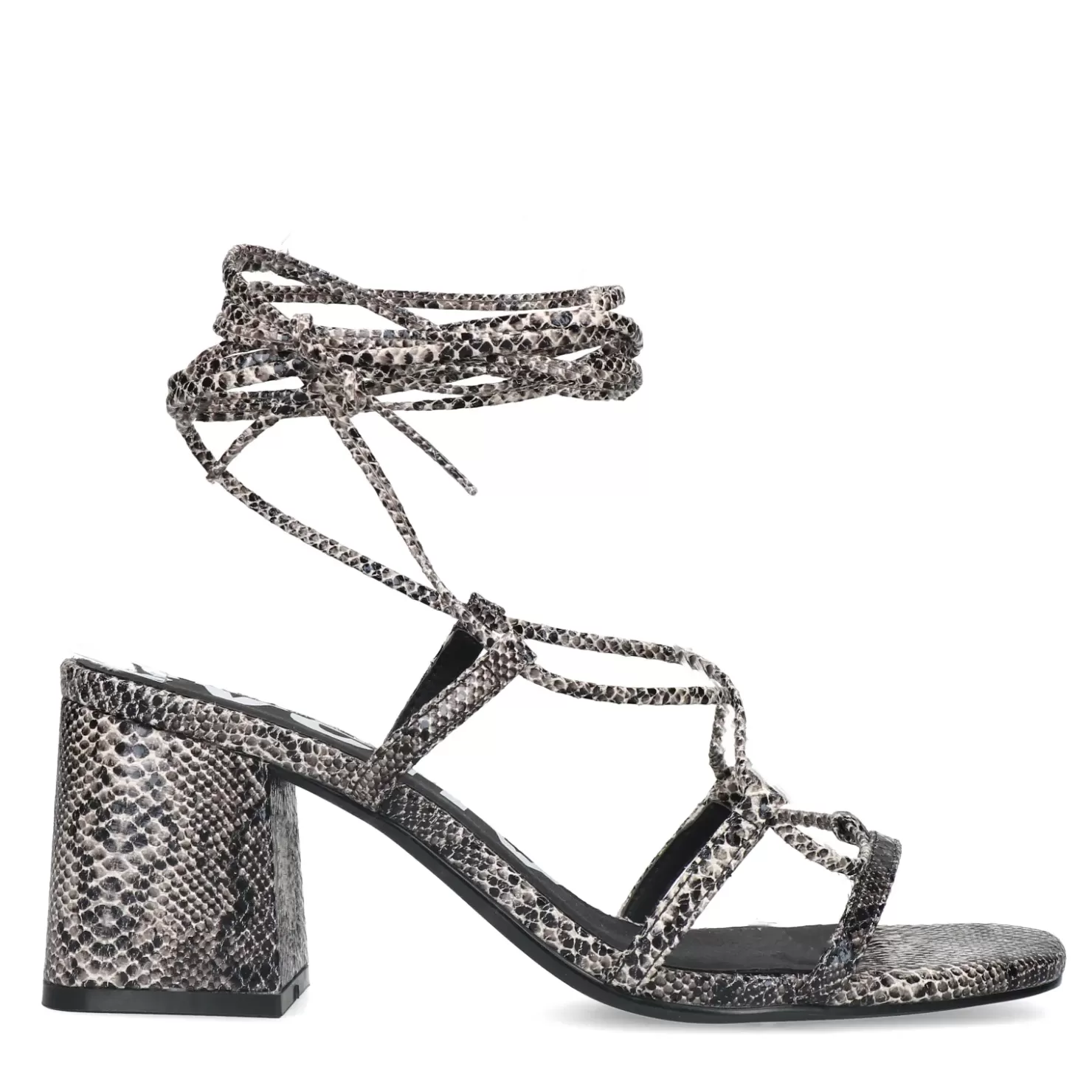 Hot Heeled Sandals With Tie Laces - Gray Women Sandals