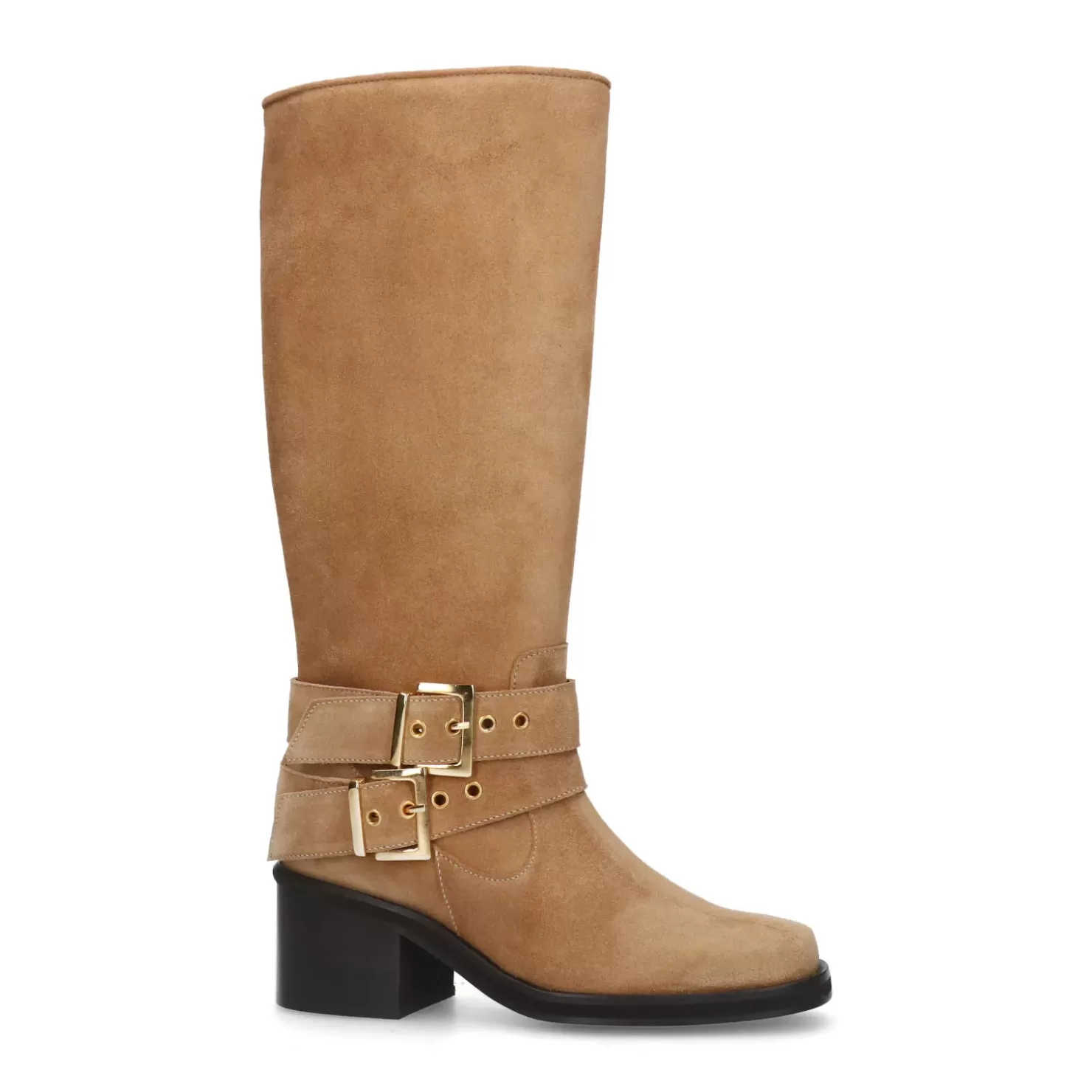 Clearance High Boots With Buckles In Suede - Beige Women Ankle Boots