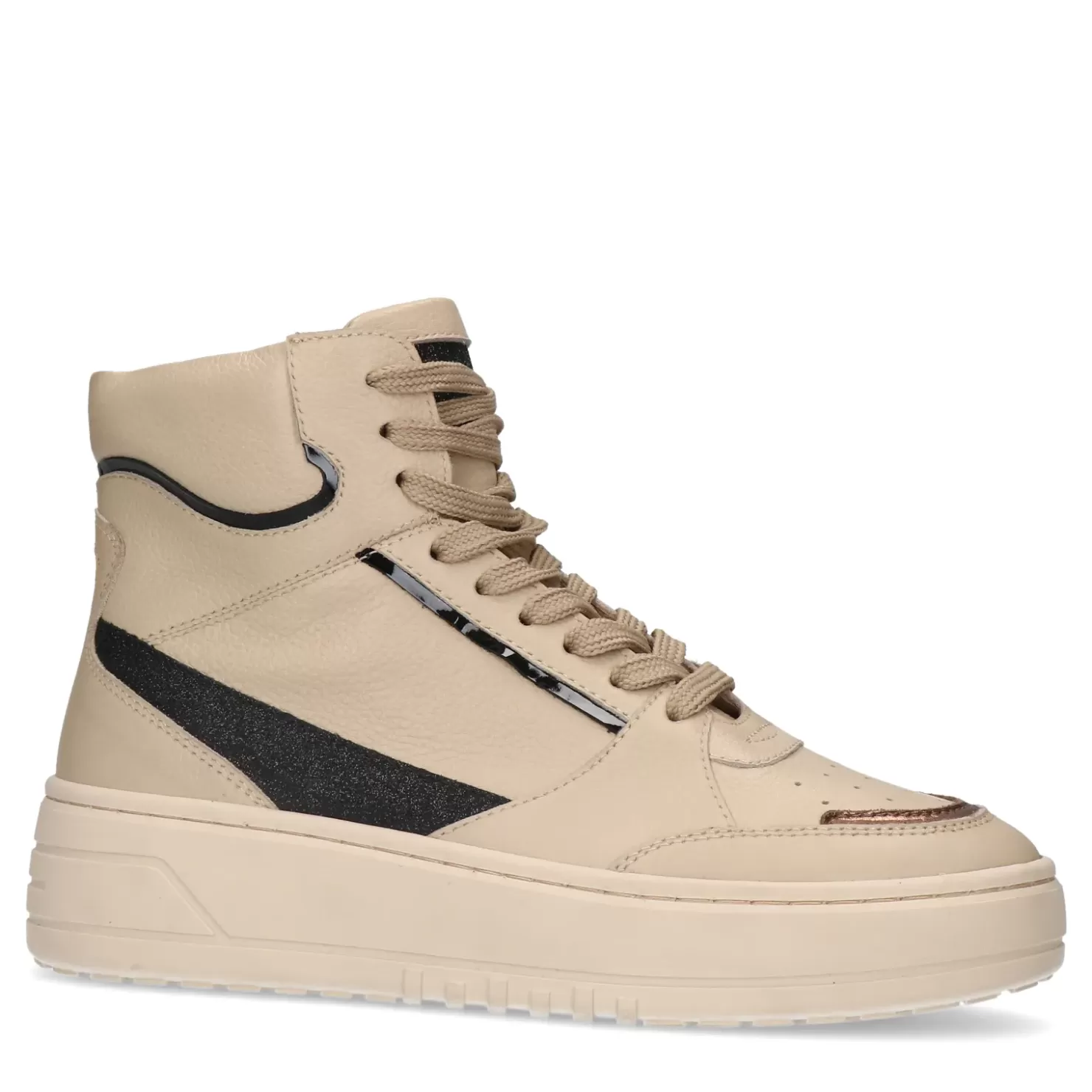 Shop High Top Leather Sneakers - Beige Women Sneakers