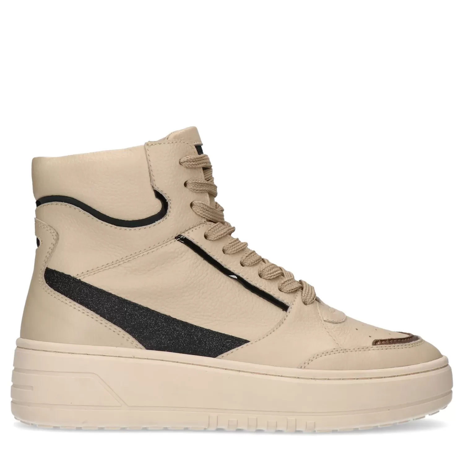 Shop High Top Leather Sneakers - Beige Women Sneakers