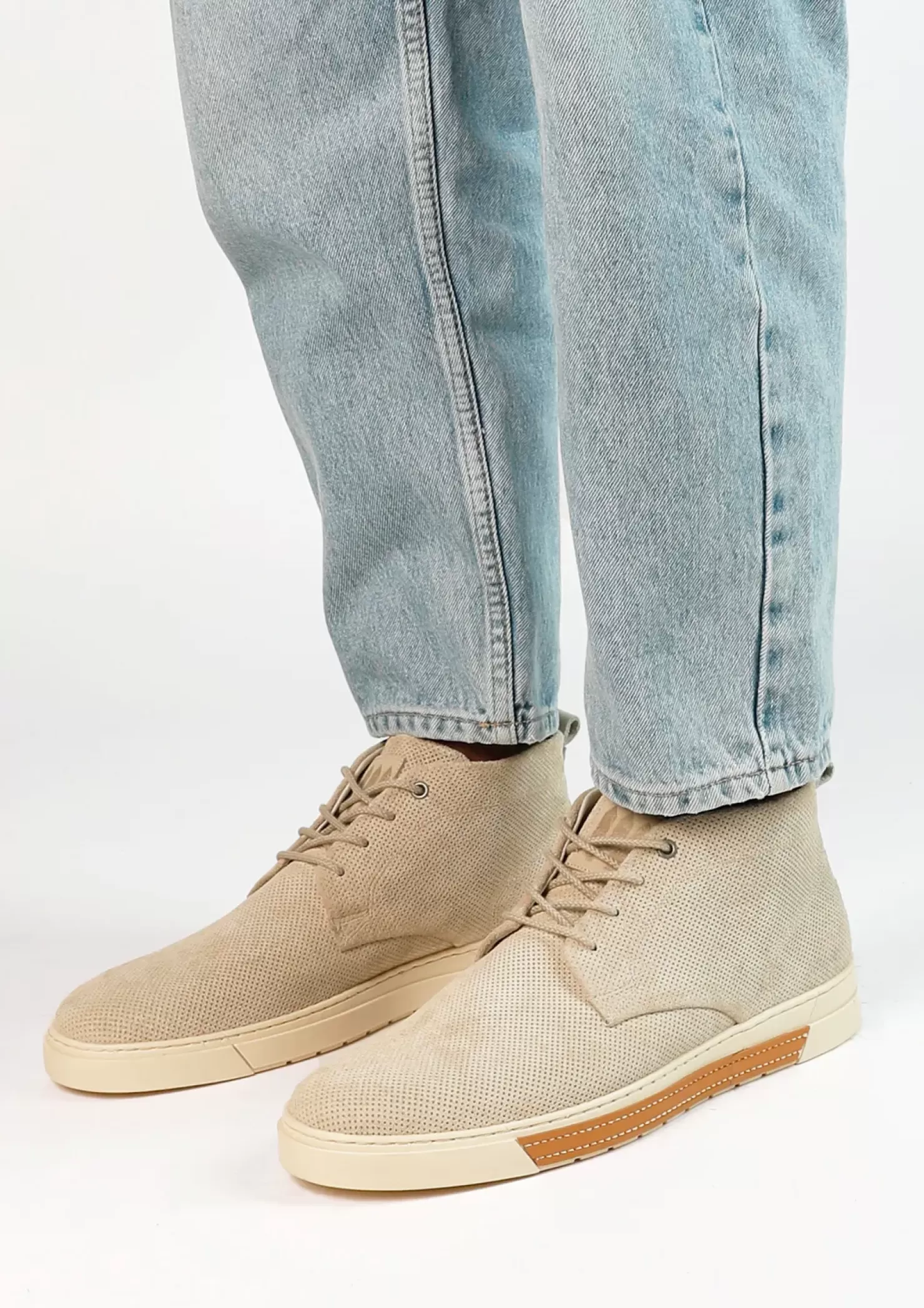 Best Sale High Top Leather Sneakers - Beige Men Sneakers