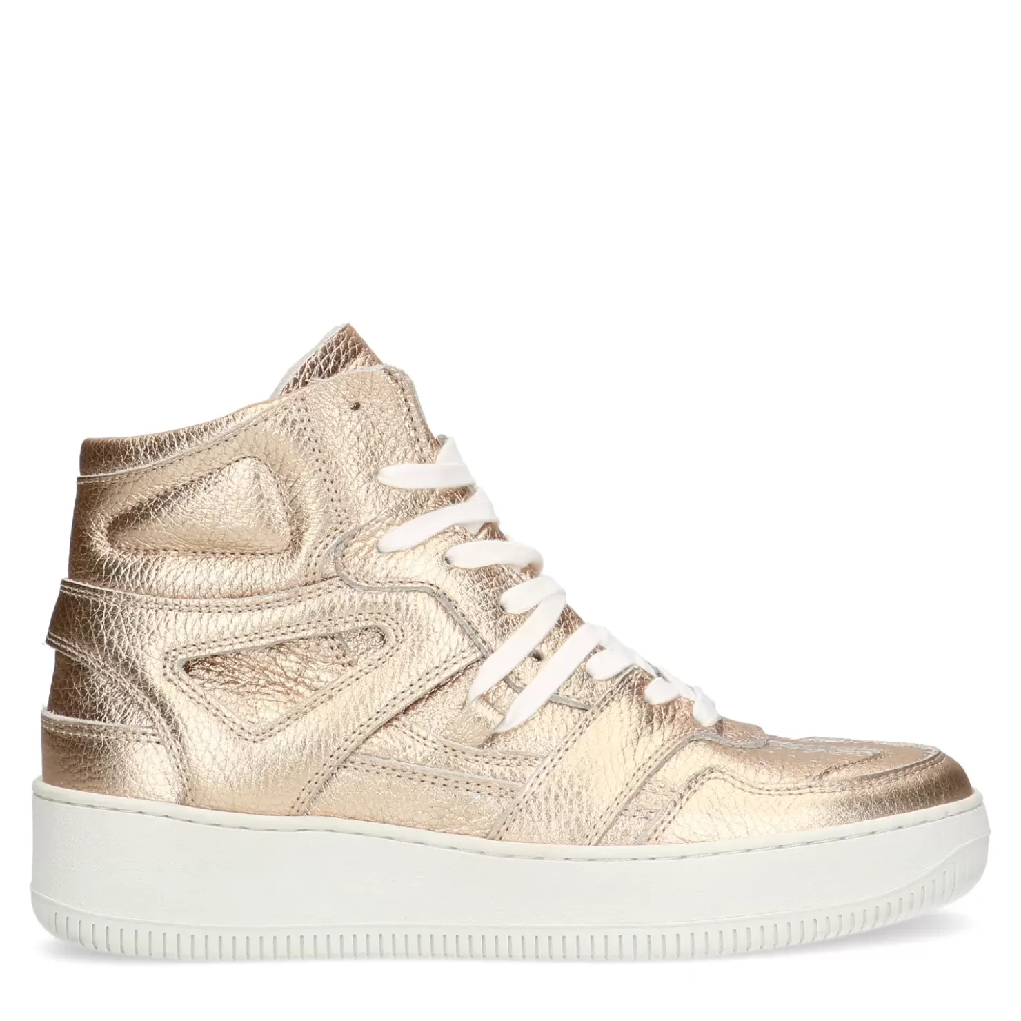 Cheap High Top Leather Sneakers - Gold Women Sneakers